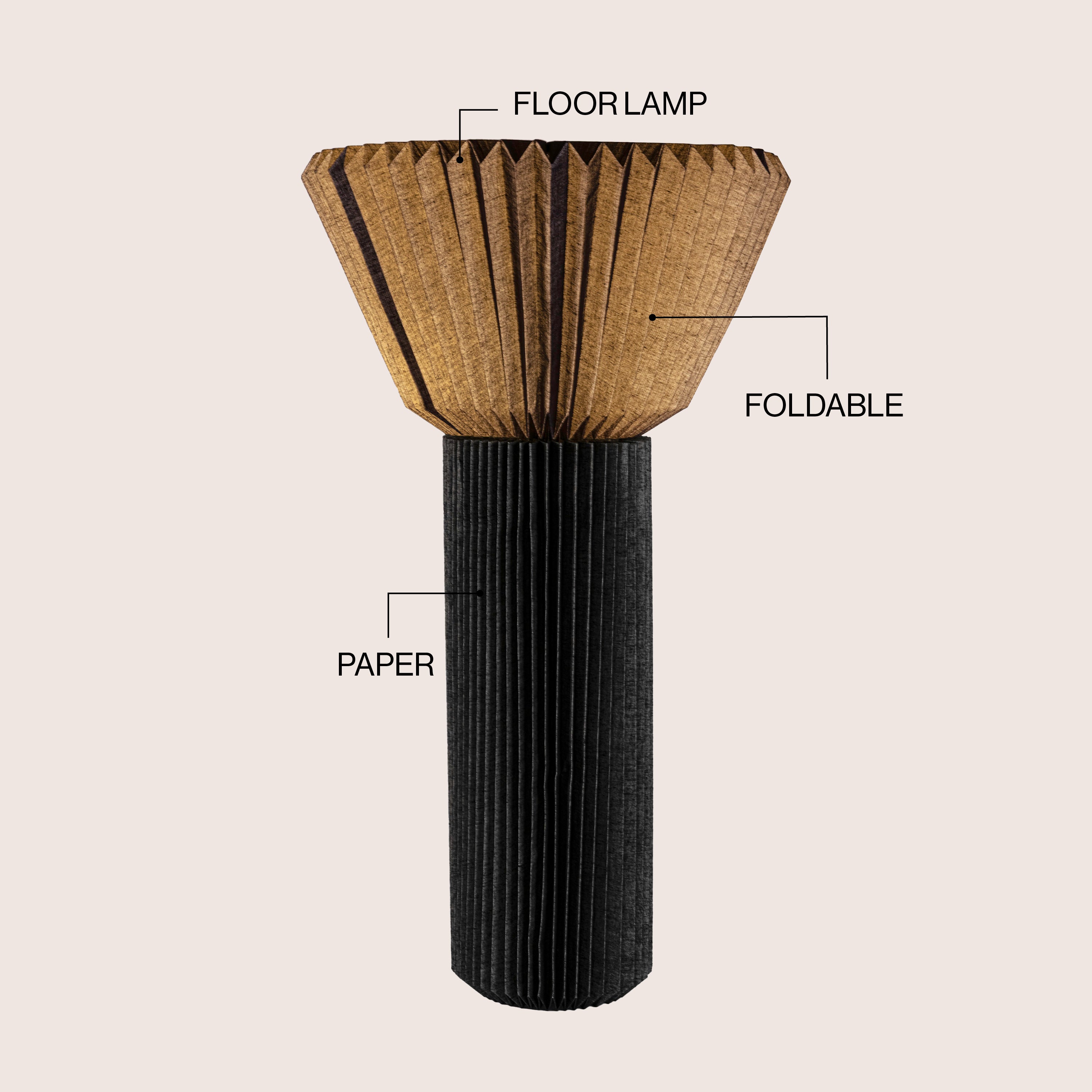 Archer 37" Modern Minimalist Pleated Shade Floor Lamp