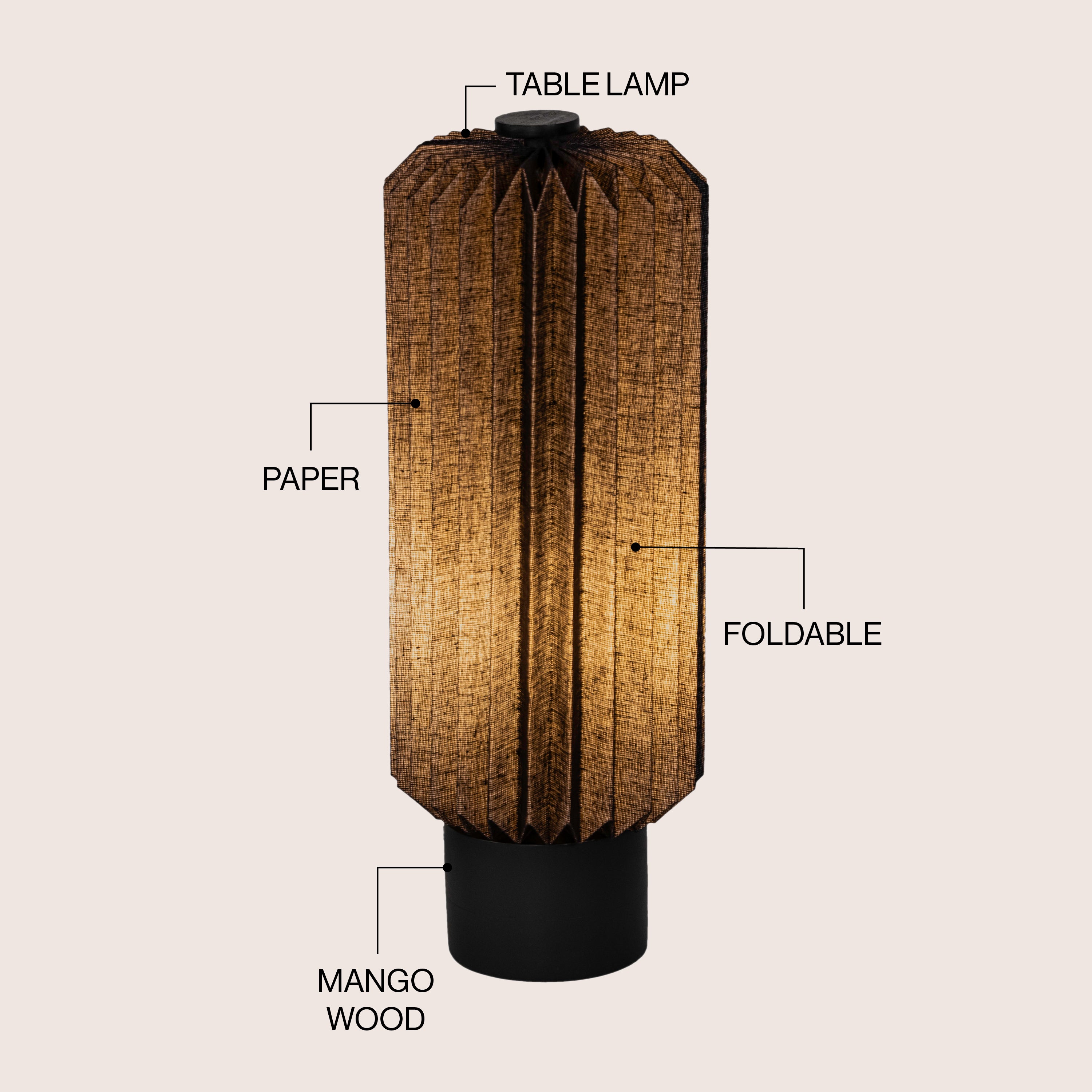 Banks Modern Minimalist Paper Pleated Column Accent LED Table Lamp