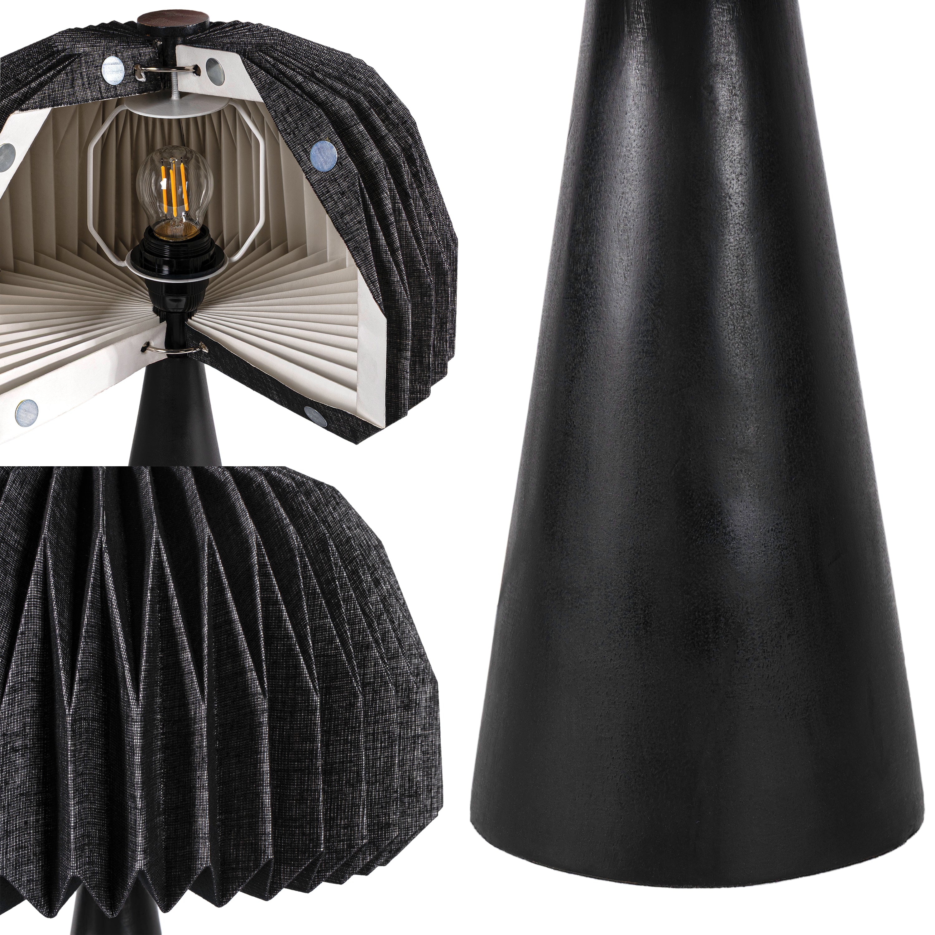 Sylvie 16" Modern Minimalist Paper Pleated Shade Mushroom Accent LED Table Lamp