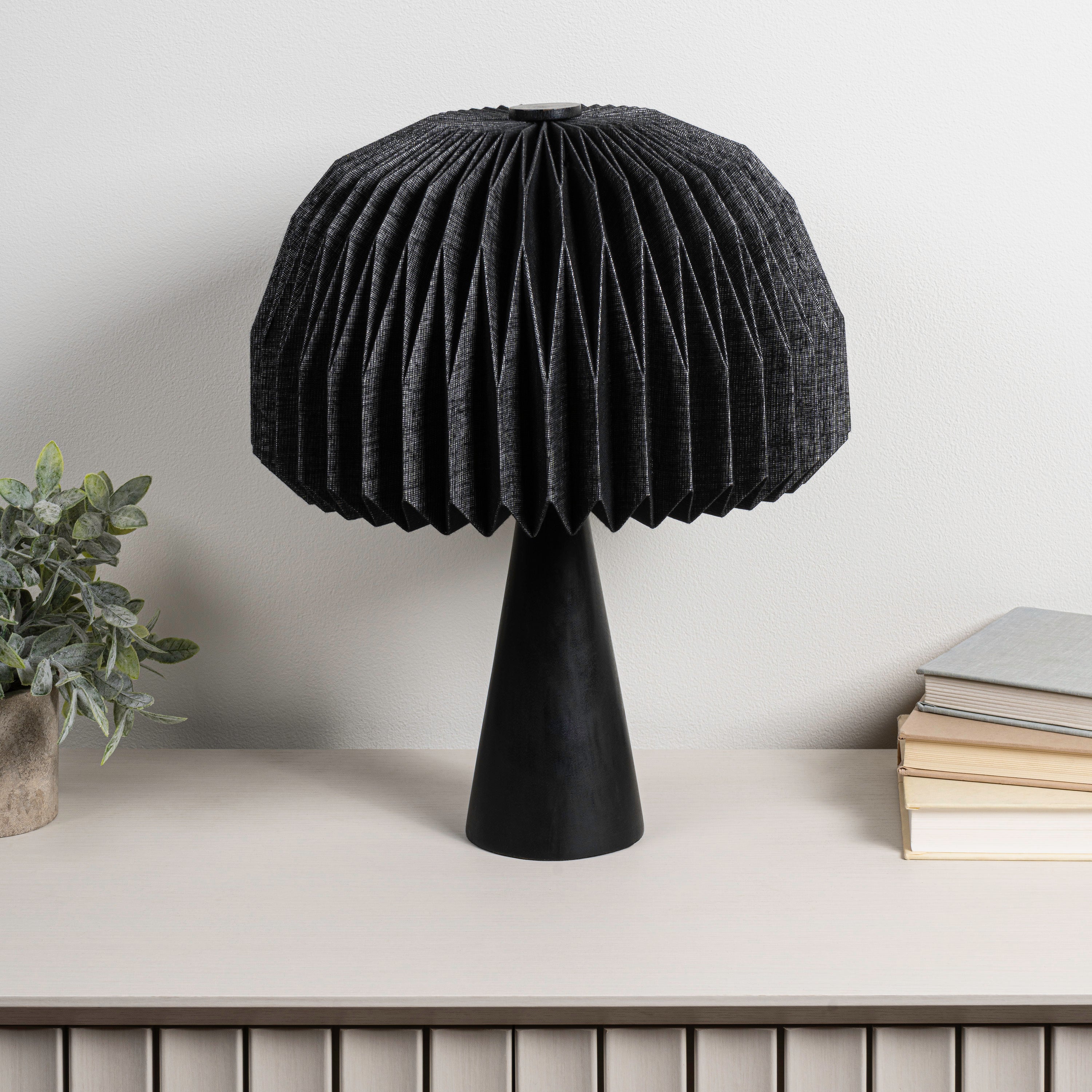 Sylvie 16" Modern Minimalist Paper Pleated Shade Mushroom Accent LED Table Lamp
