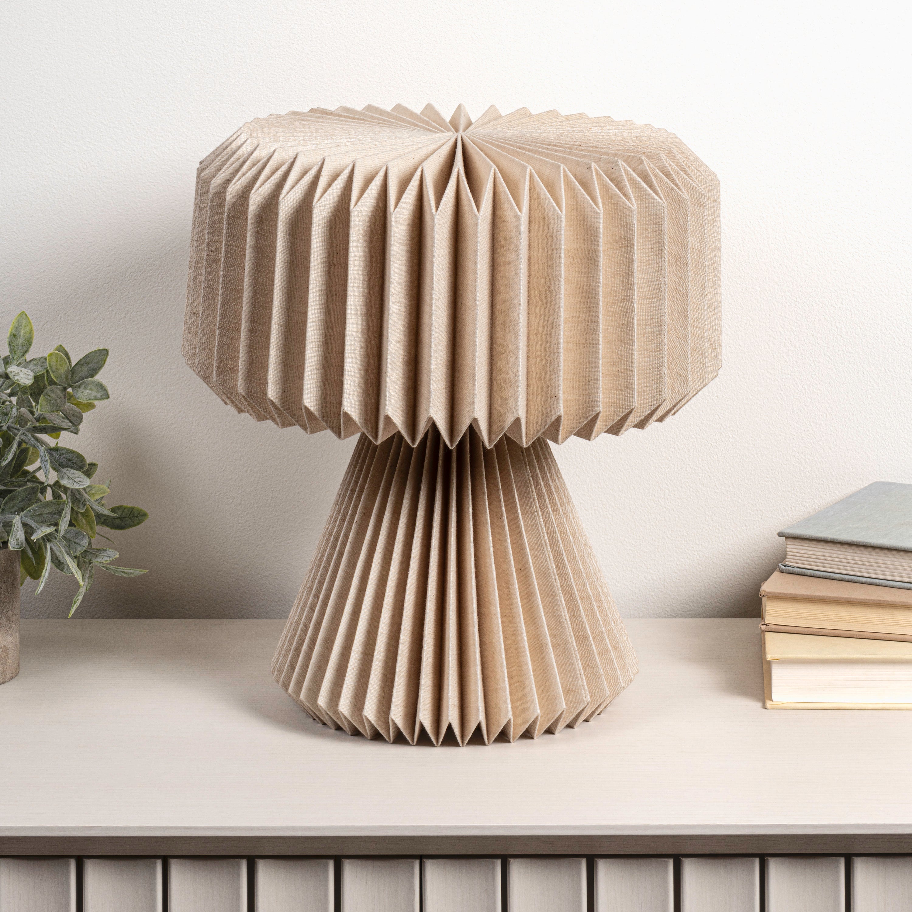 Zelda 12.8" Modern Art Deco Paper Pleated Shade Accent LED Table Lamp