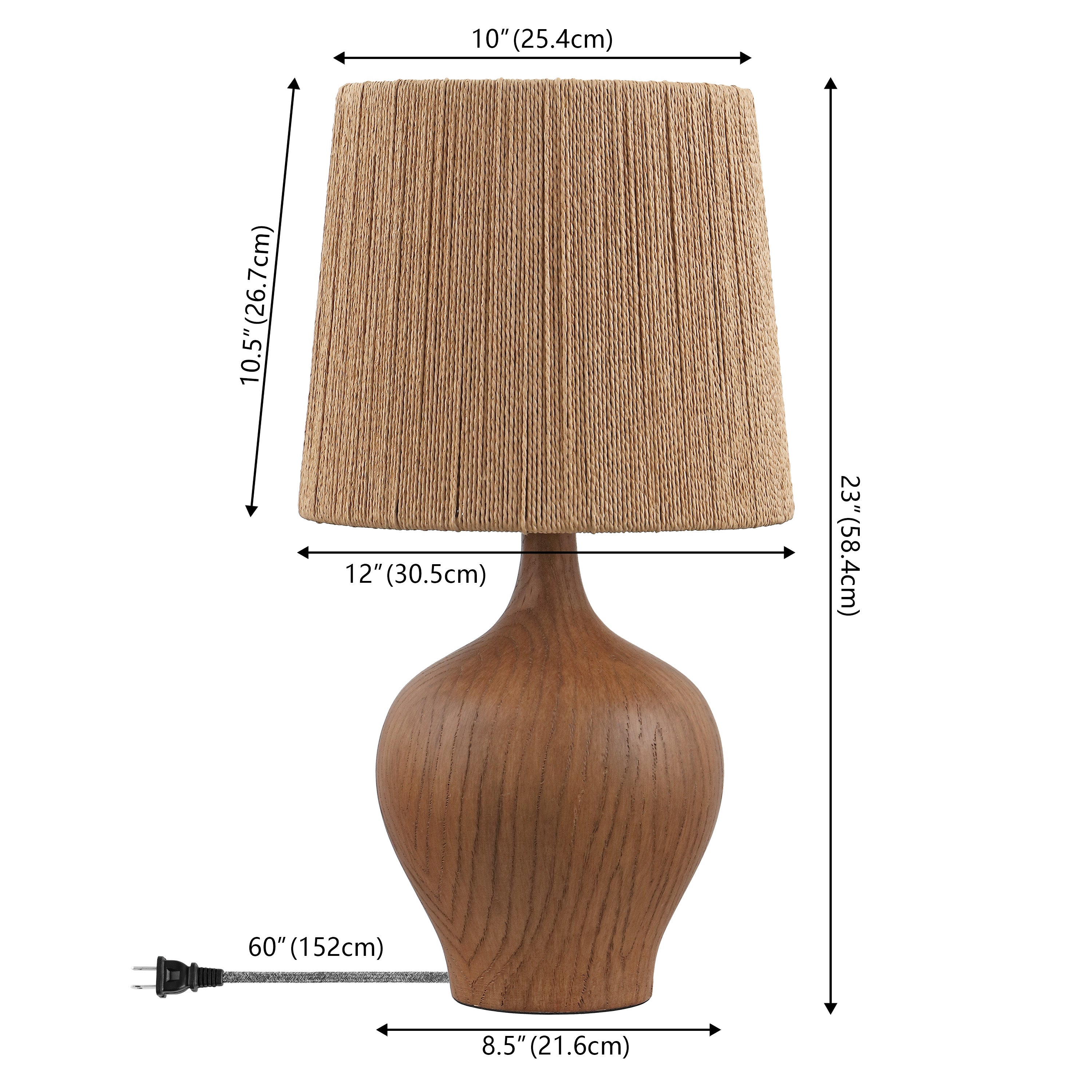 Eben 23" Rustic Farmhouse Resin/Metal Gourd LED Table Lamp with Paper Rope Shade