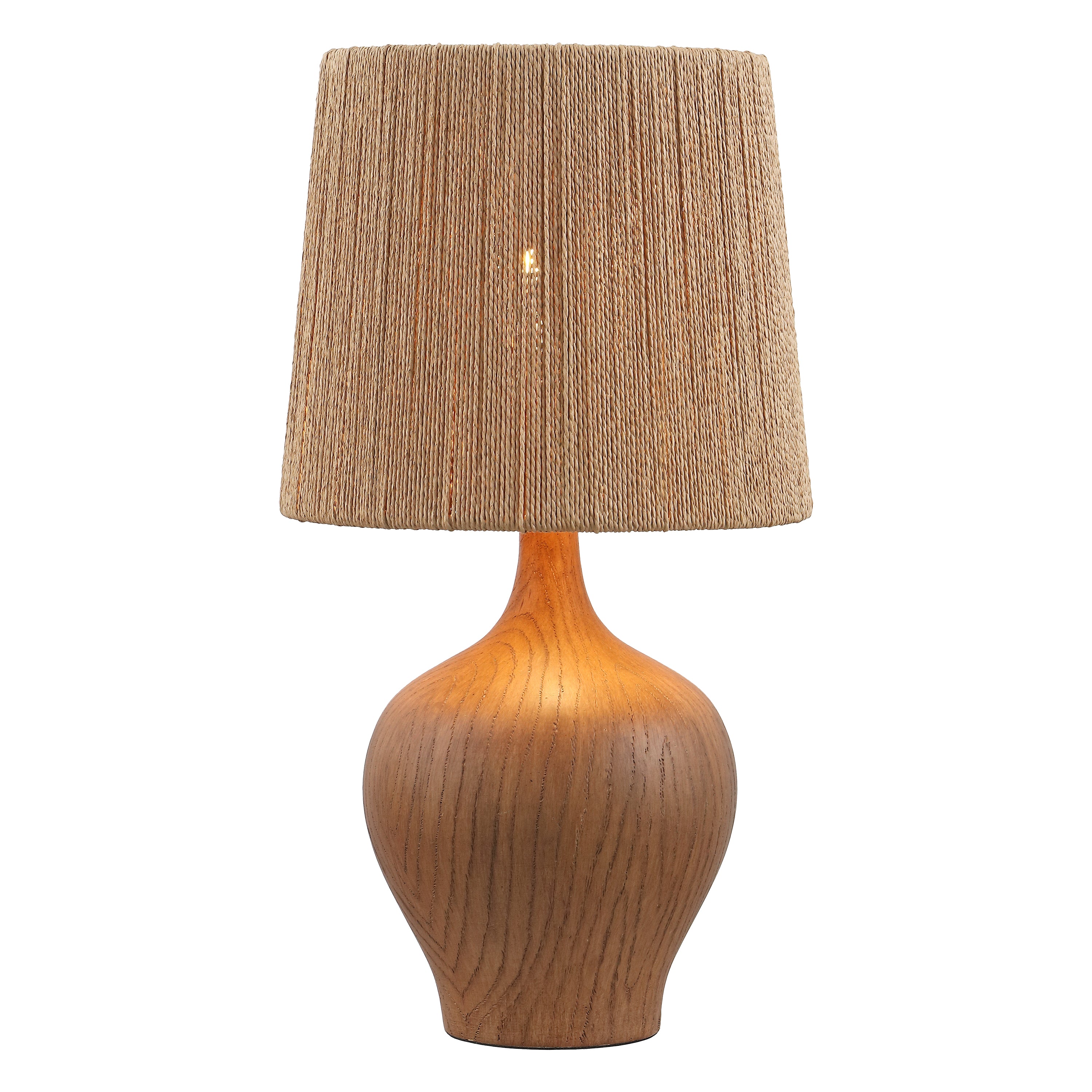 Eben 23" Rustic Farmhouse Resin/Metal Gourd LED Table Lamp with Paper Rope Shade