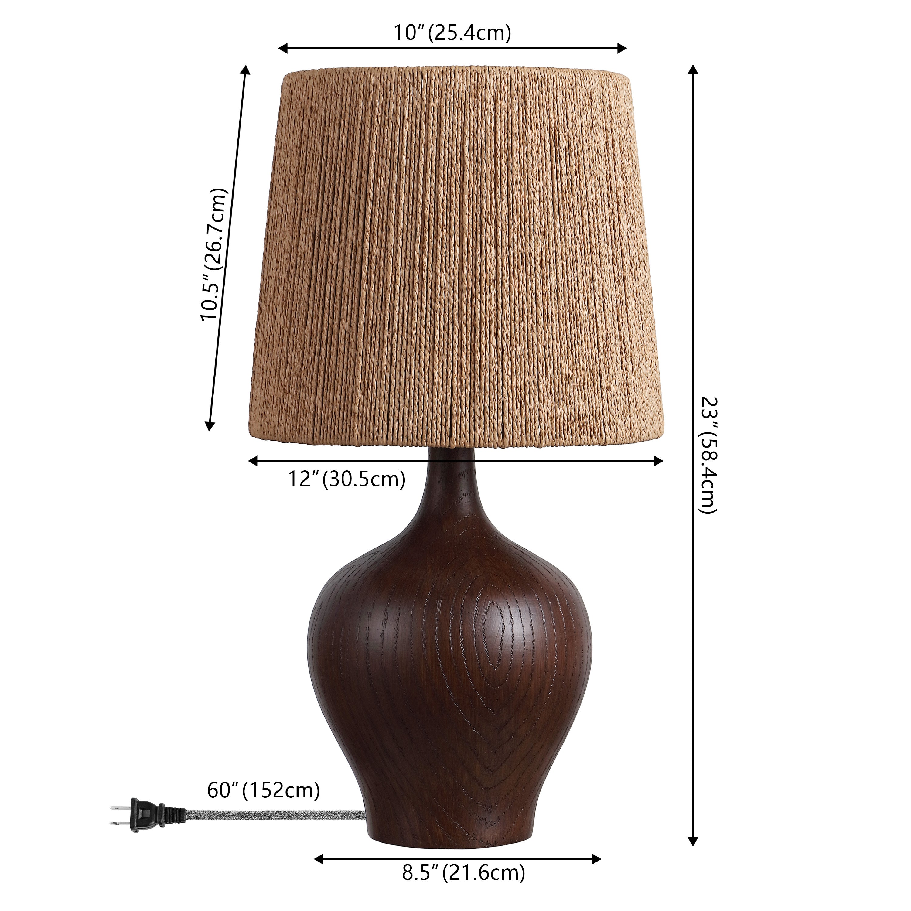 Eben 23" Rustic Farmhouse Resin/Metal Gourd LED Table Lamp with Paper Rope Shade
