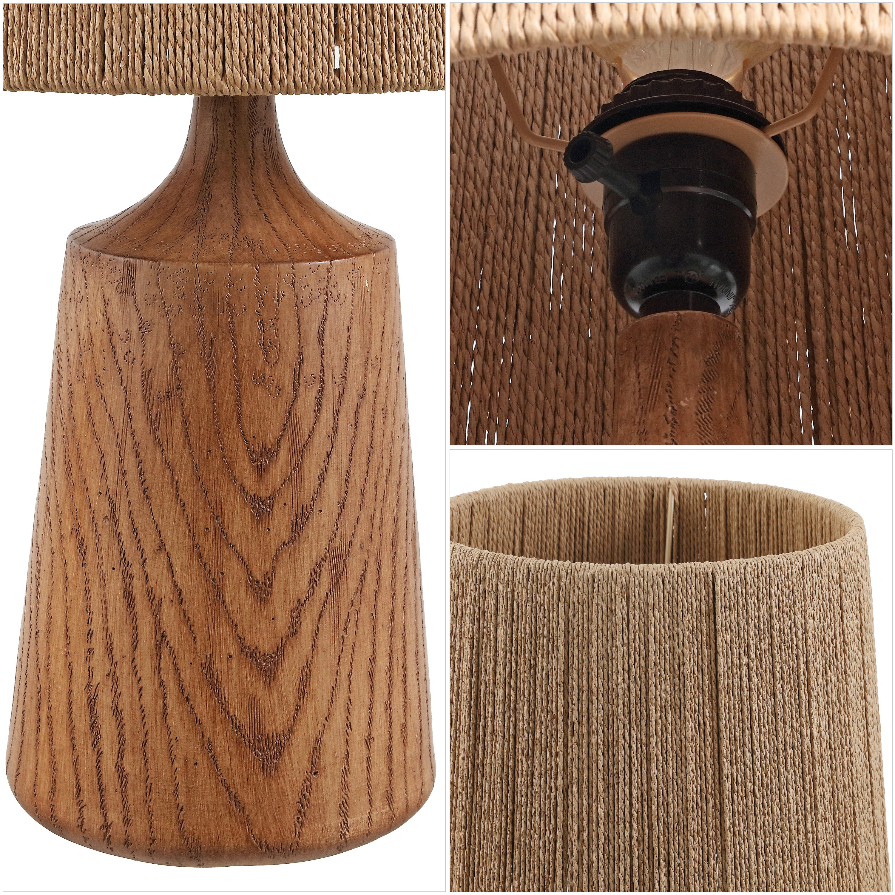 Heartland 22.25" Classic Cottage Tapered Resin/Metal LED Table Lamp with Paper Rope Shade