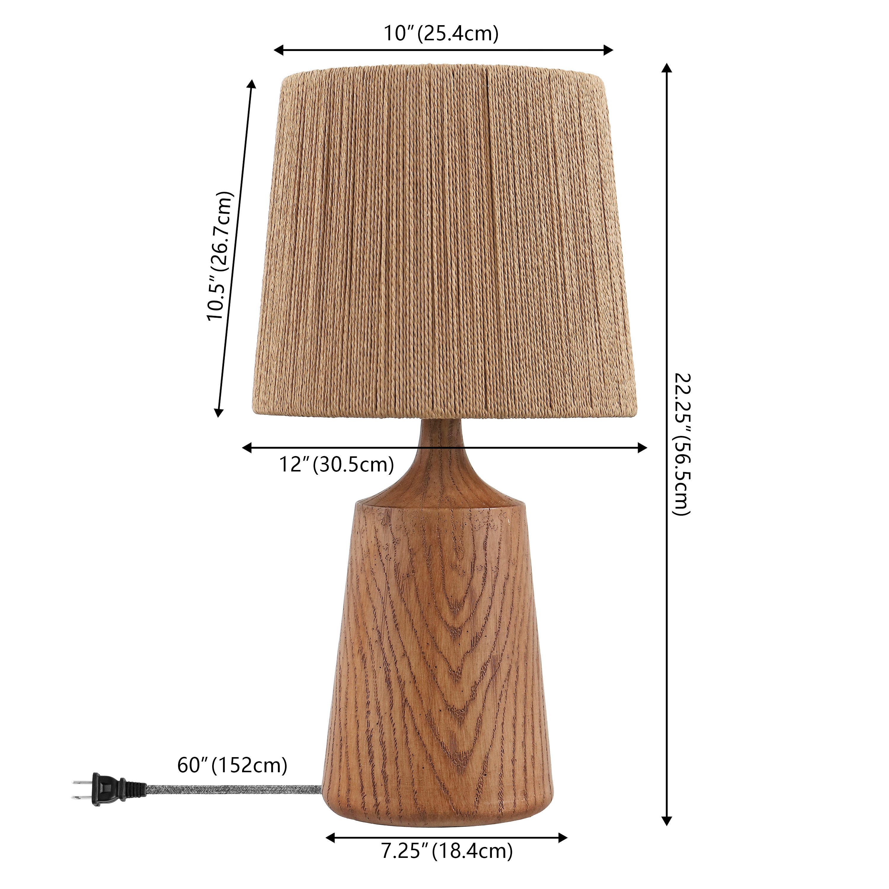 Heartland 22.25" Classic Cottage Tapered Resin/Metal LED Table Lamp with Paper Rope Shade