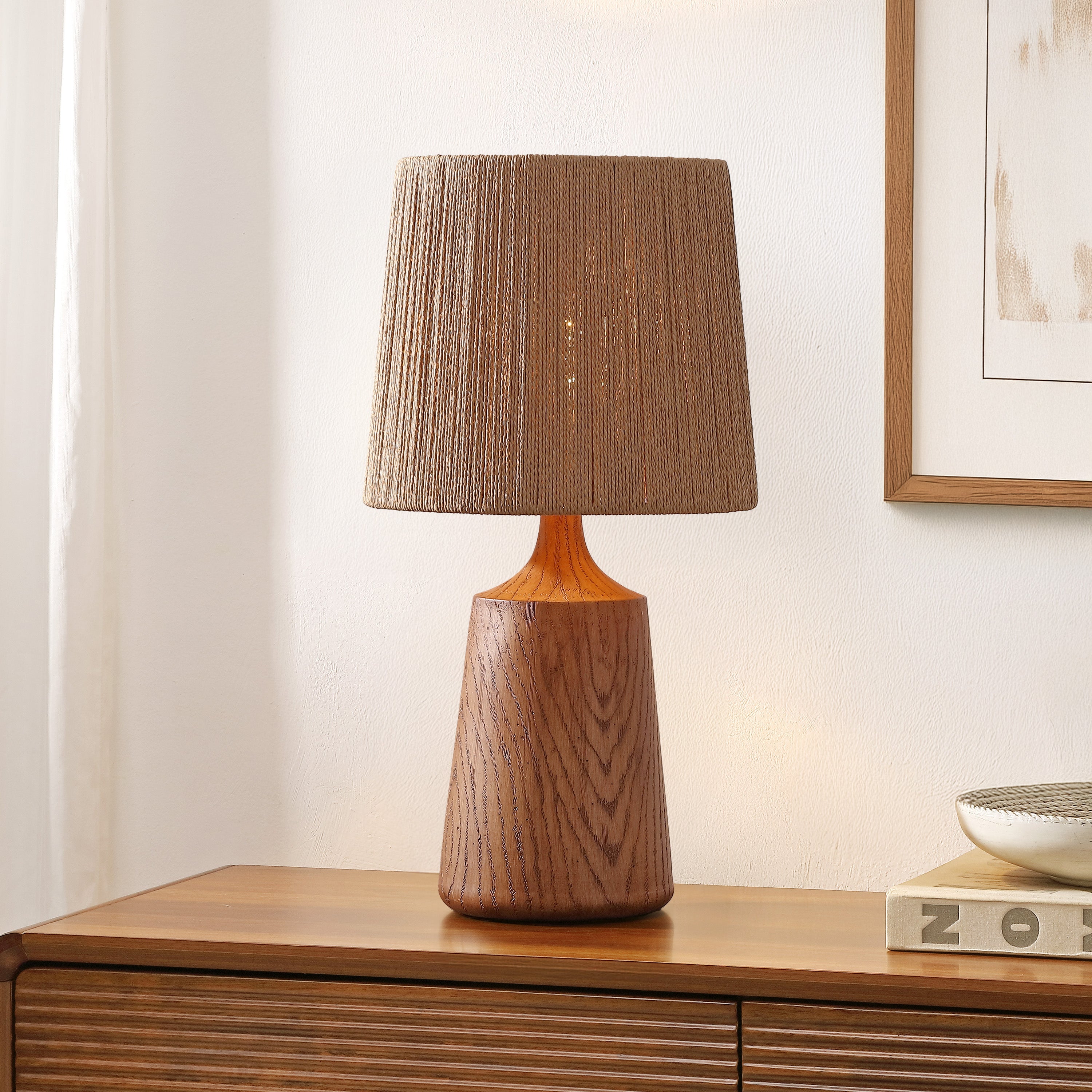 Heartland 22.25" Classic Cottage Tapered Resin/Metal LED Table Lamp with Paper Rope Shade