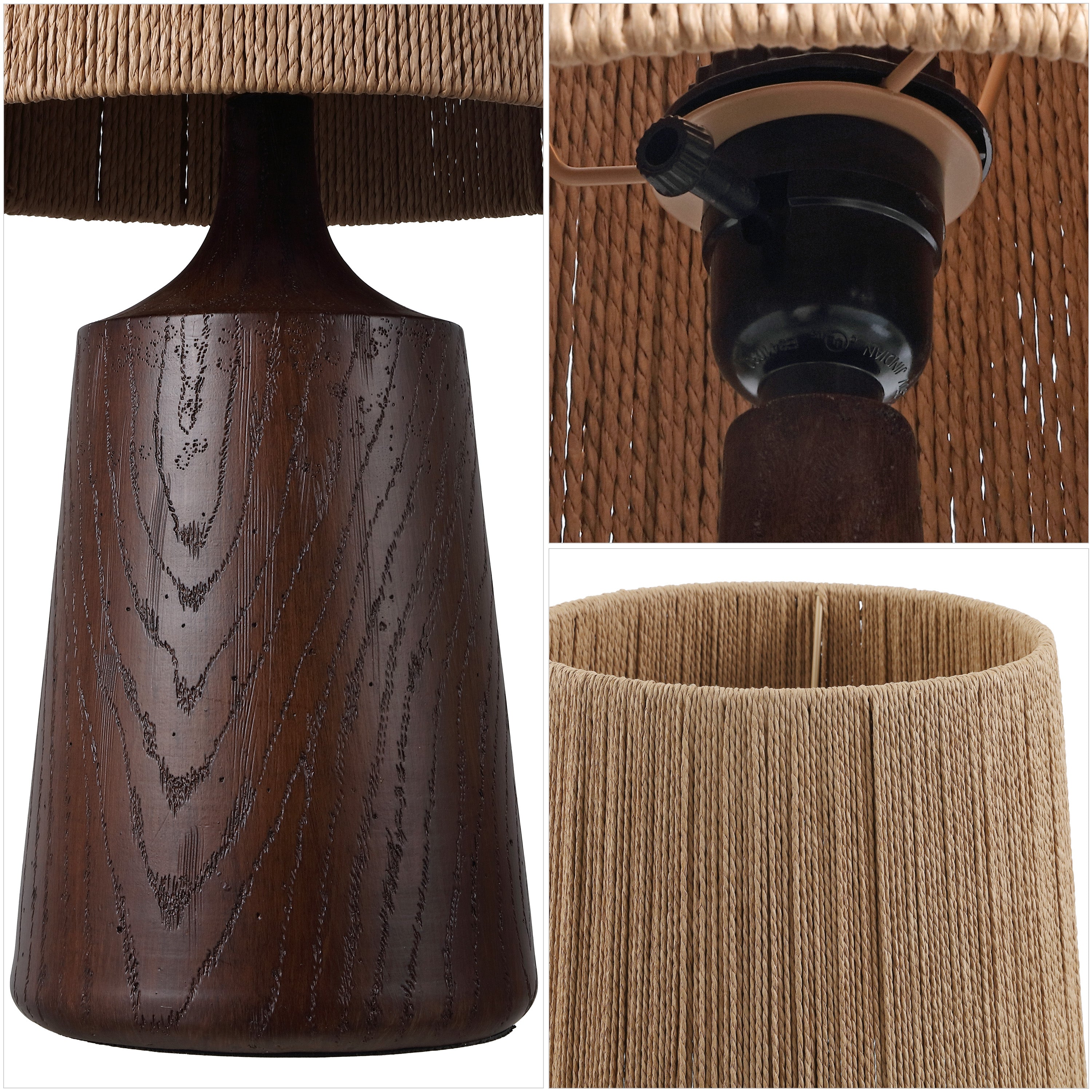 Heartland 22.25" Classic Cottage Tapered Resin/Metal LED Table Lamp with Paper Rope Shade