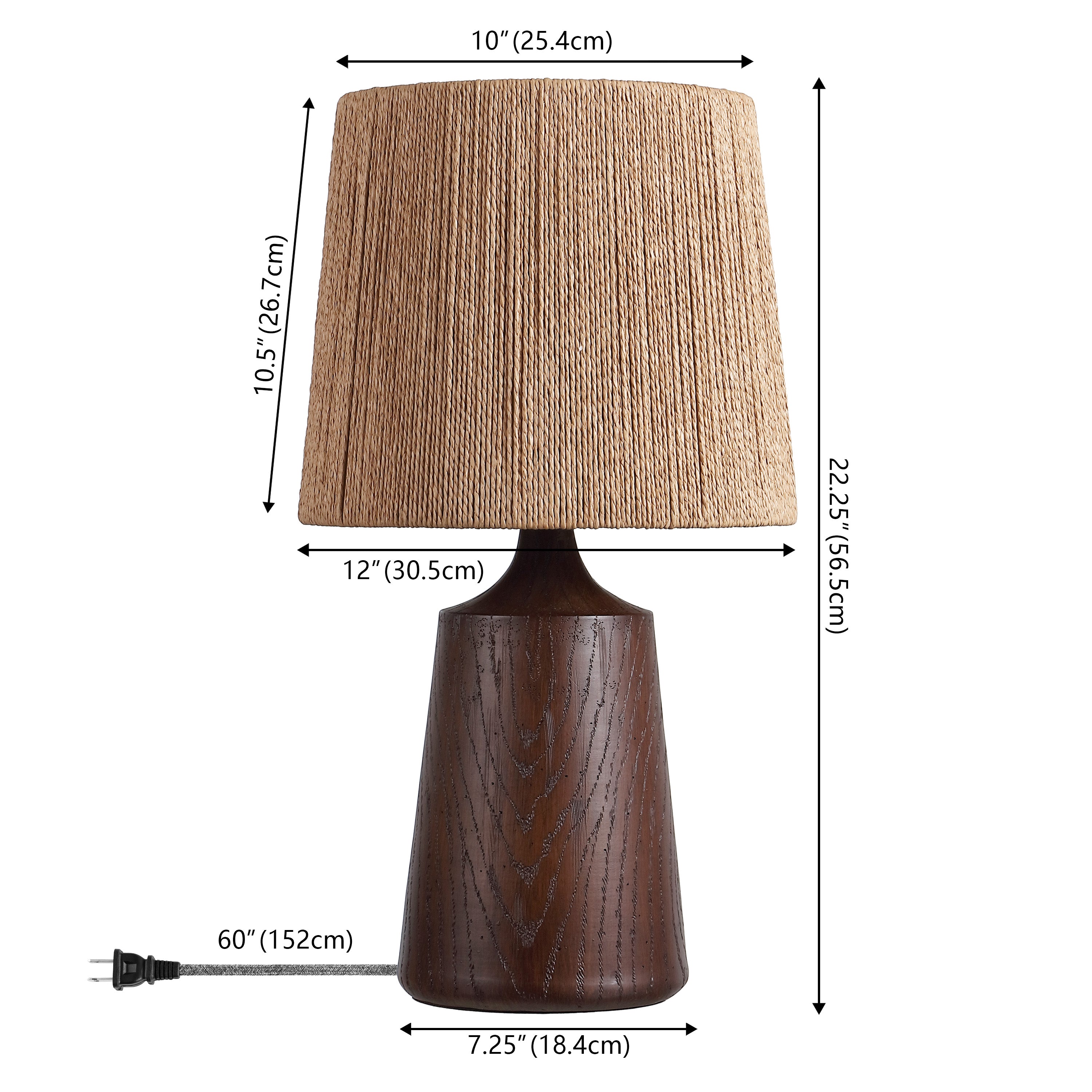 Heartland 22.25" Classic Cottage Tapered Resin/Metal LED Table Lamp with Paper Rope Shade