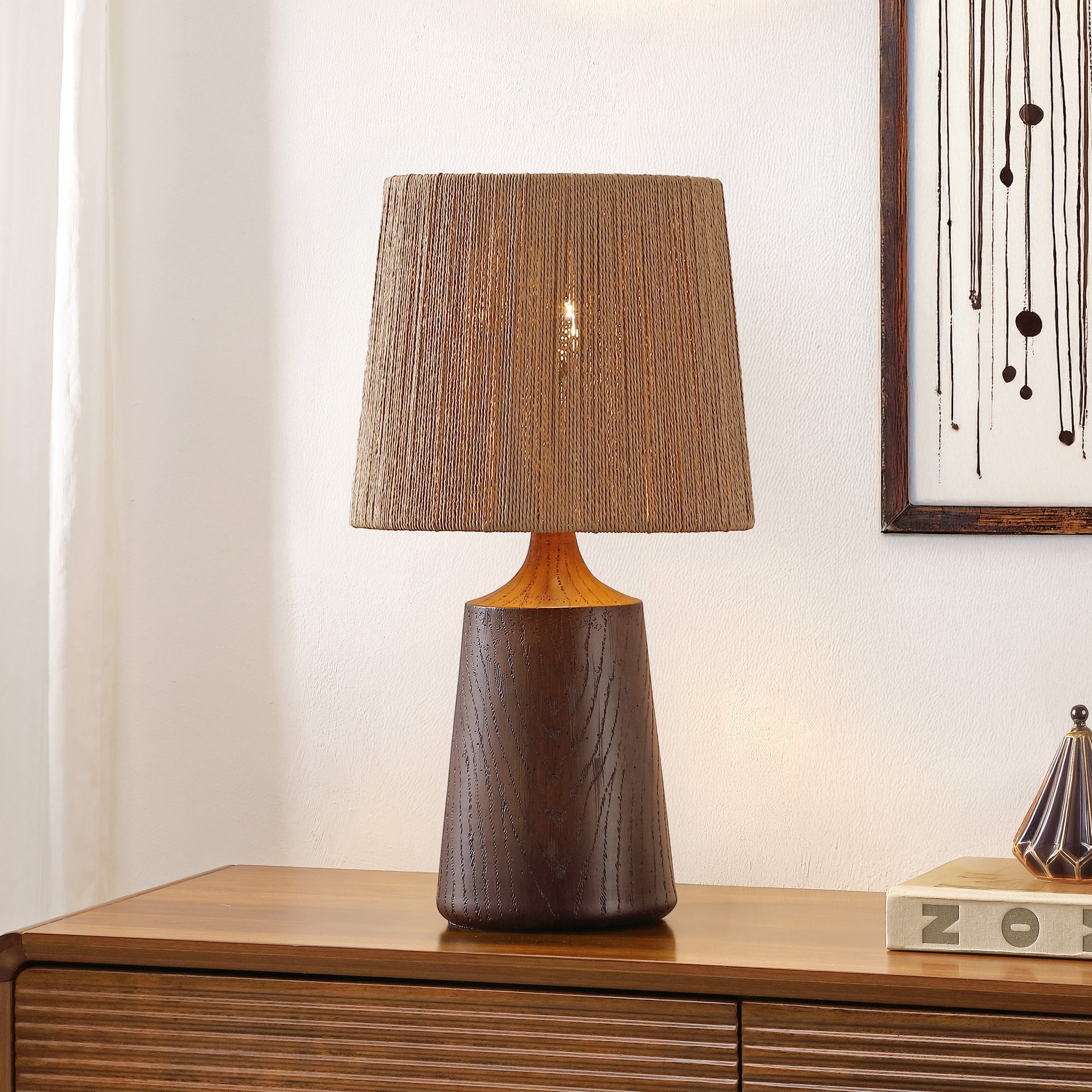 Heartland 22.25" Classic Cottage Tapered Resin/Metal LED Table Lamp with Paper Rope Shade