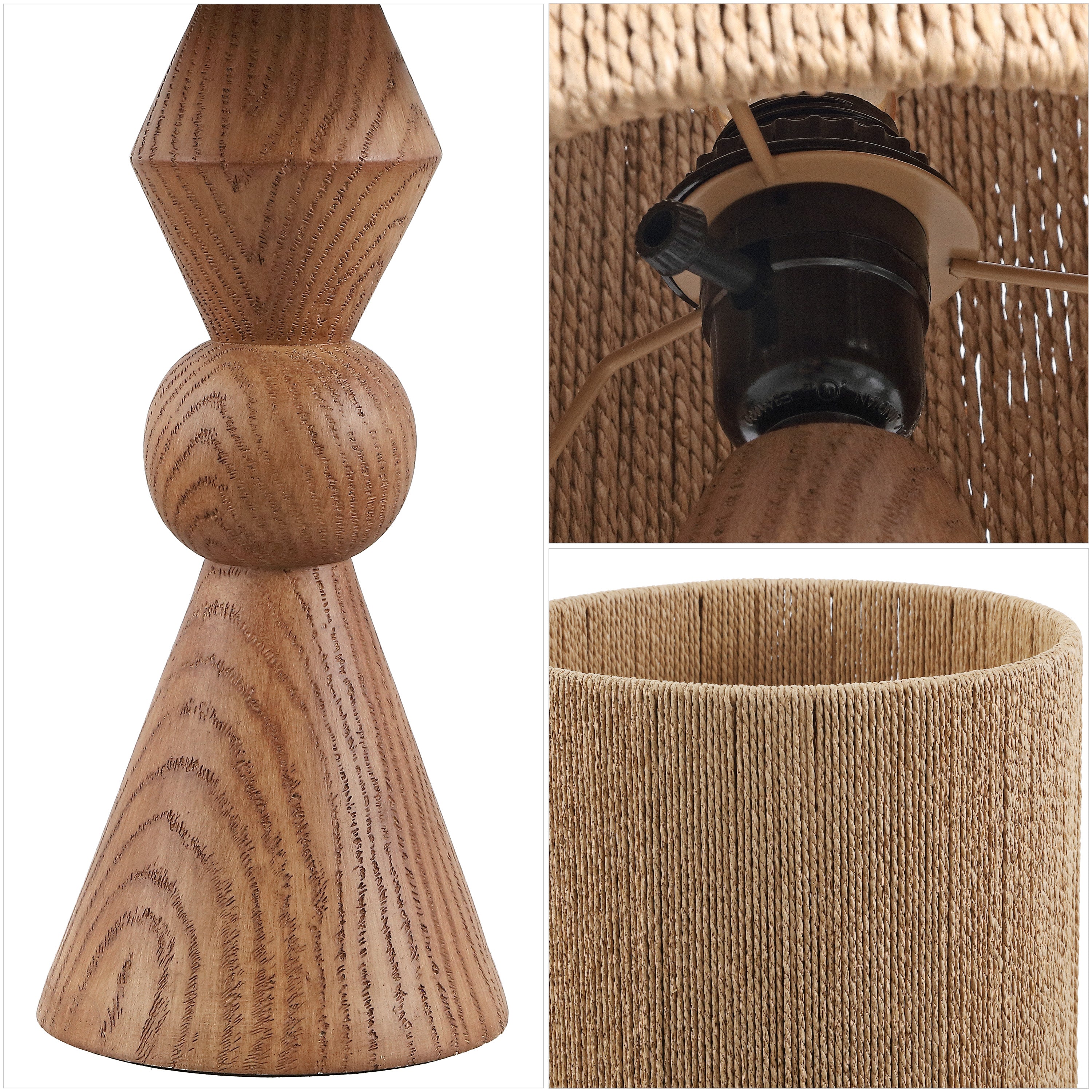 Orbic Taper 23.5" Rustic Cottage Resin/Metal LED Table Lamp with Paper Rope Shade
