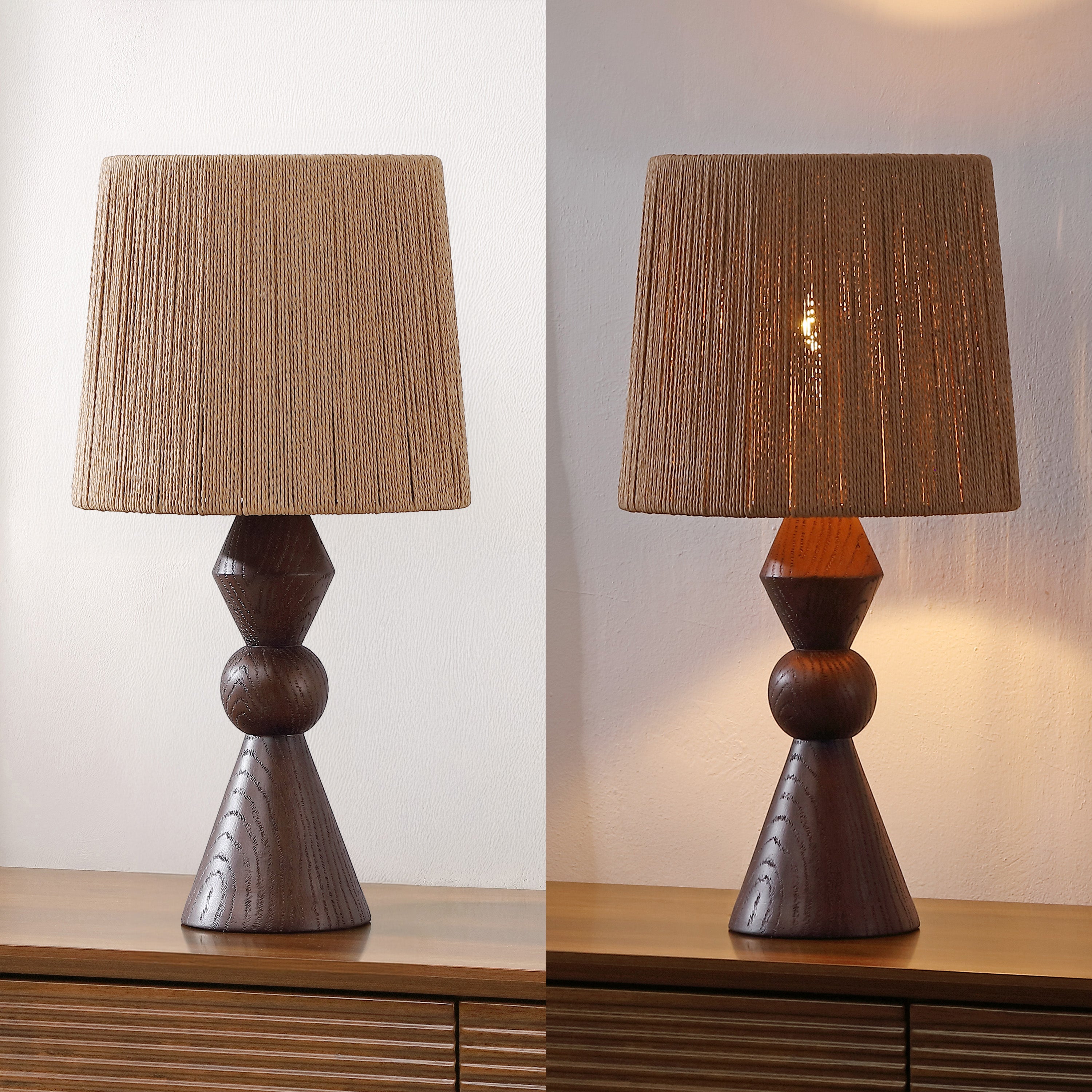 Orbic Taper 23.5" Rustic Cottage Resin/Metal LED Table Lamp with Paper Rope Shade