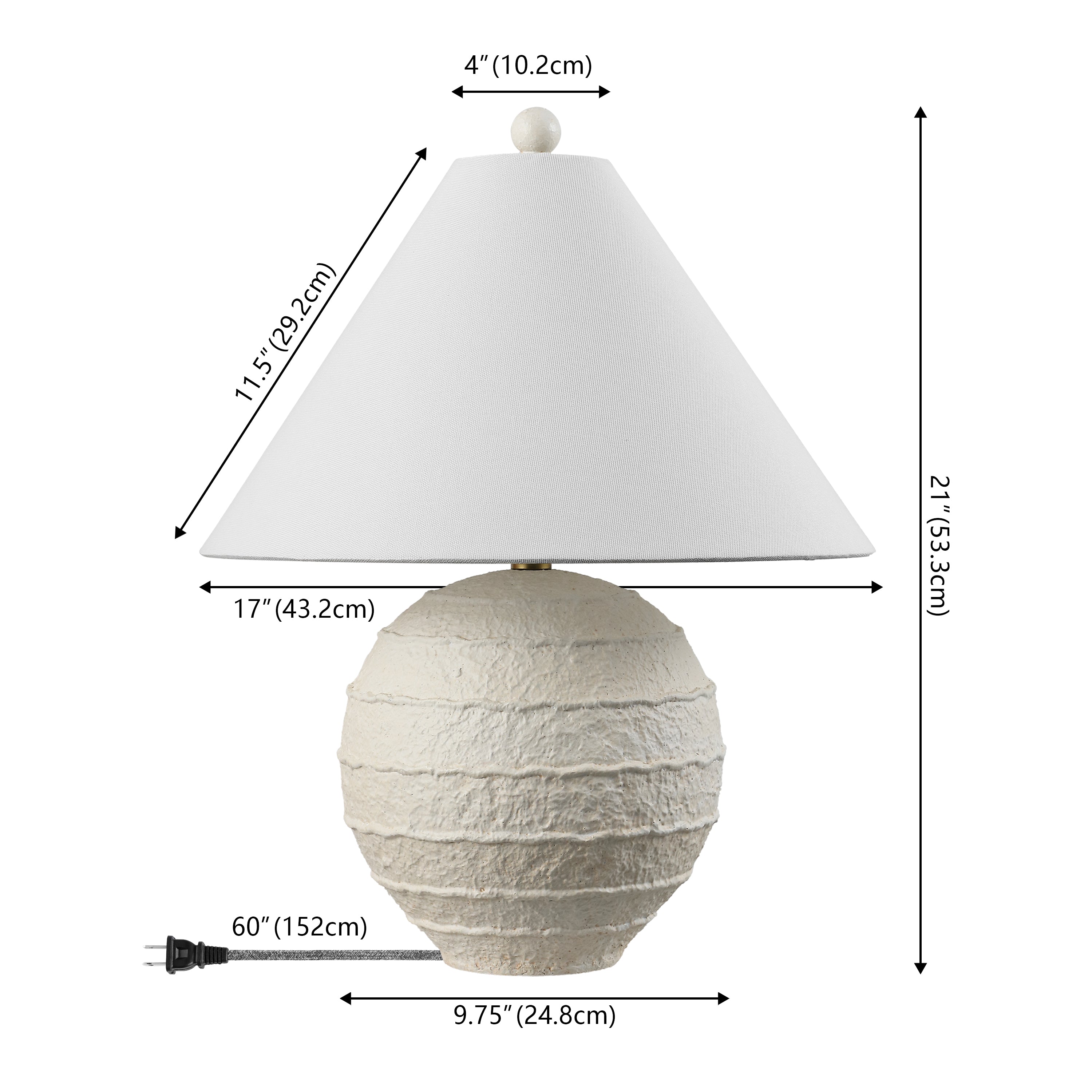 Archer 21" Coastal Cottage Textured Resin/Metal Ridged LED Table Lamp (Set of 2)