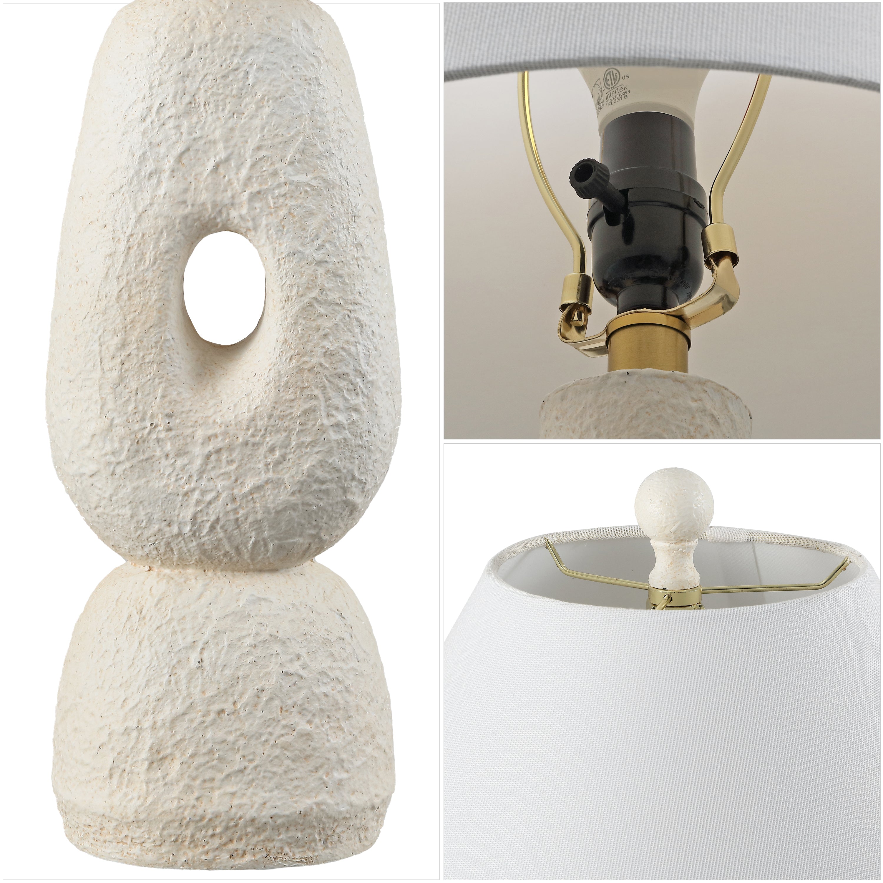 Henge 28" Organic Minimalist Textured Resin/Metal Stacked LED Table Lamp (Set of 2)