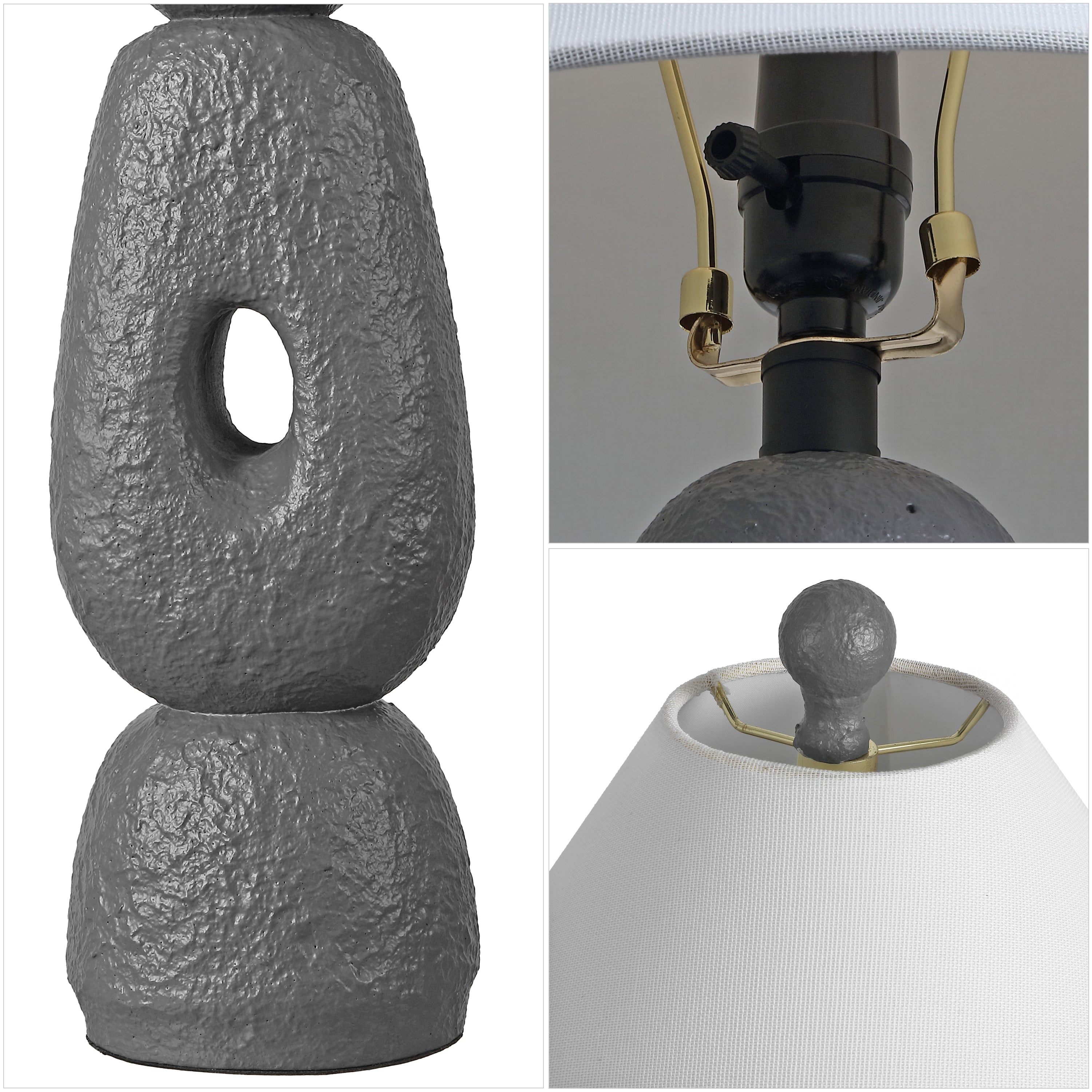 Henge 28" Organic Minimalist Textured Resin/Metal Stacked LED Table Lamp (Set of 2)