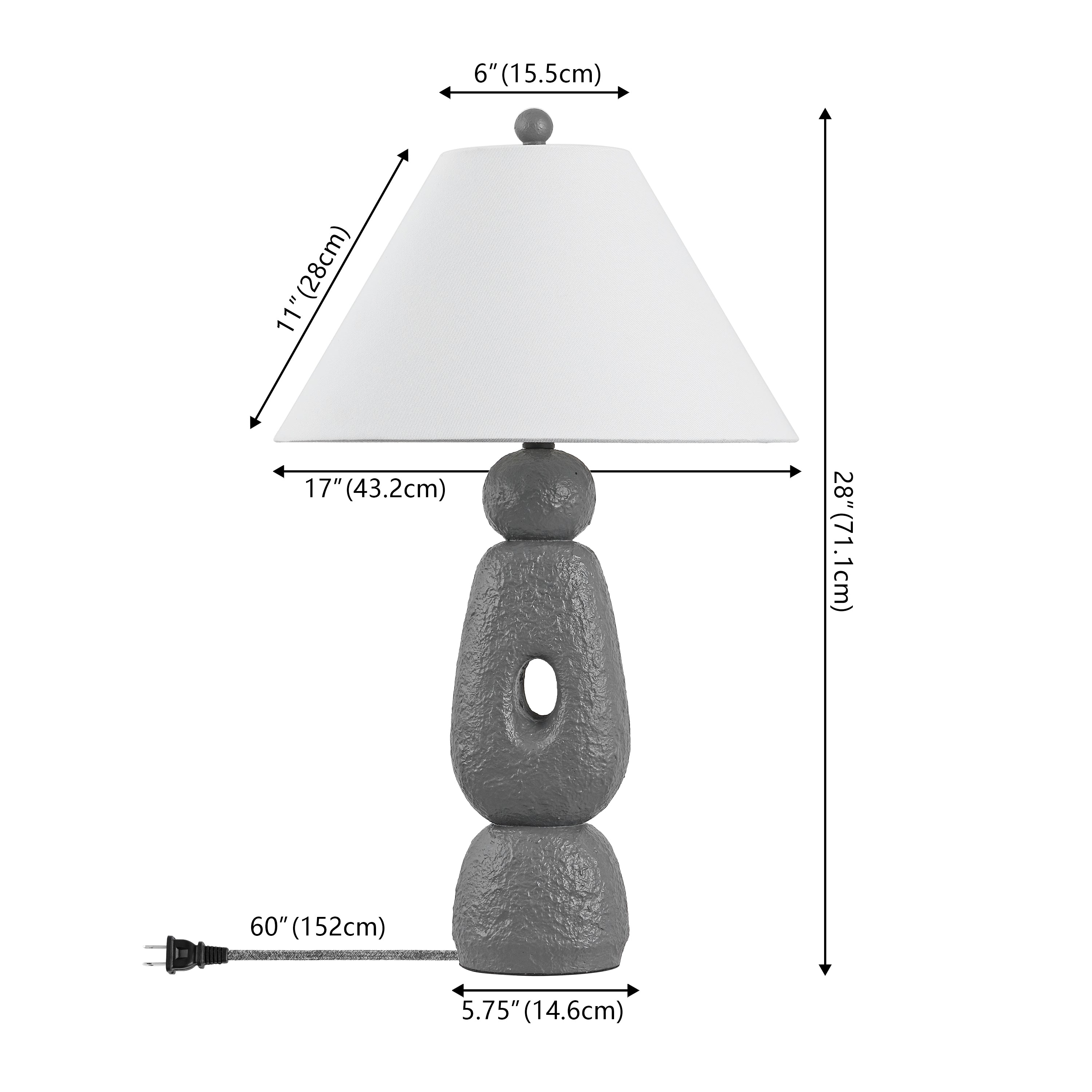 Henge 28" Organic Minimalist Textured Resin/Metal Stacked LED Table Lamp (Set of 2)