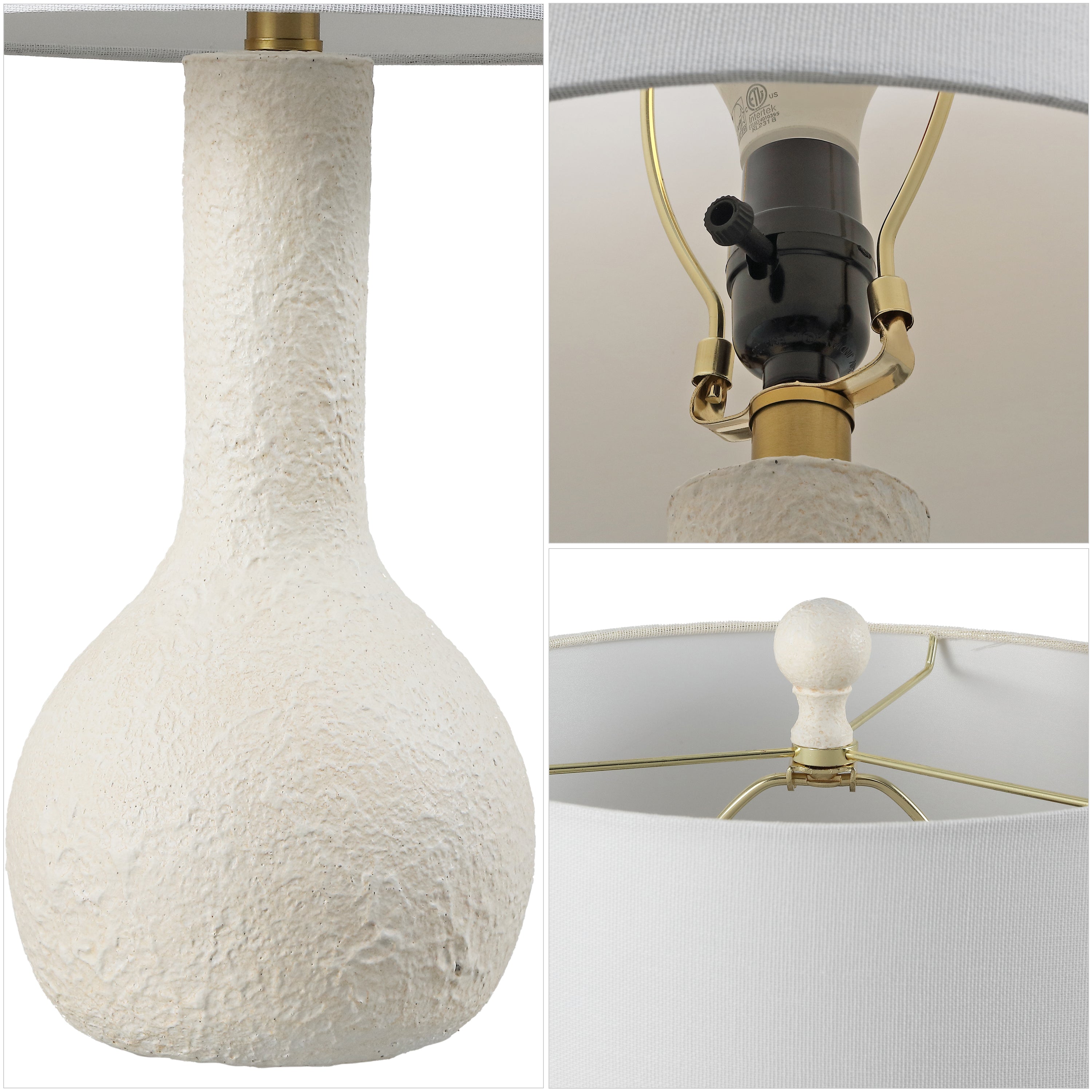 Katee 24.75" Modern Scandinavian Textured Resin/Metal Gourd LED Table Lamp (Set of 2)