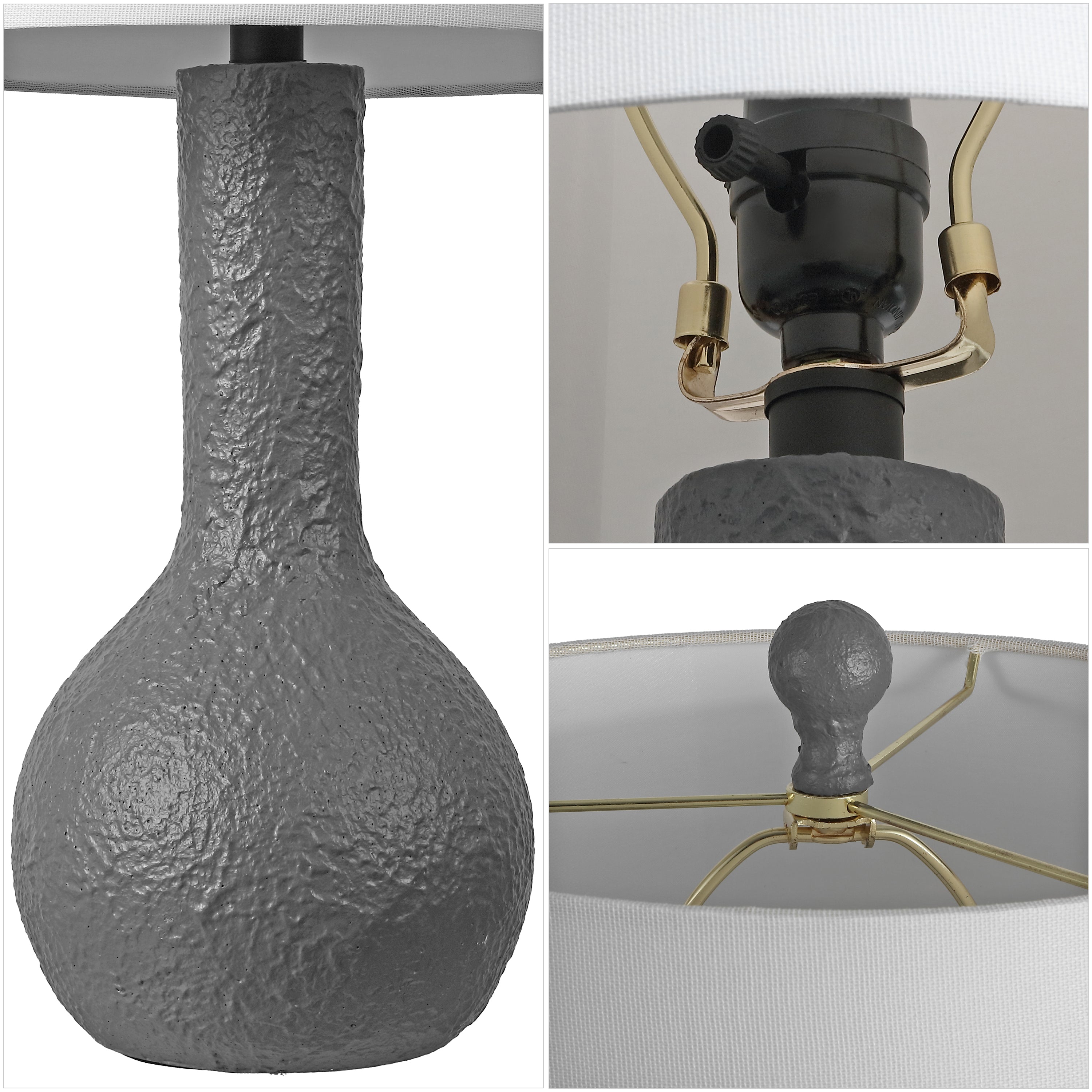 Katee 24.75" Modern Scandinavian Textured Resin/Metal Gourd LED Table Lamp (Set of 2)