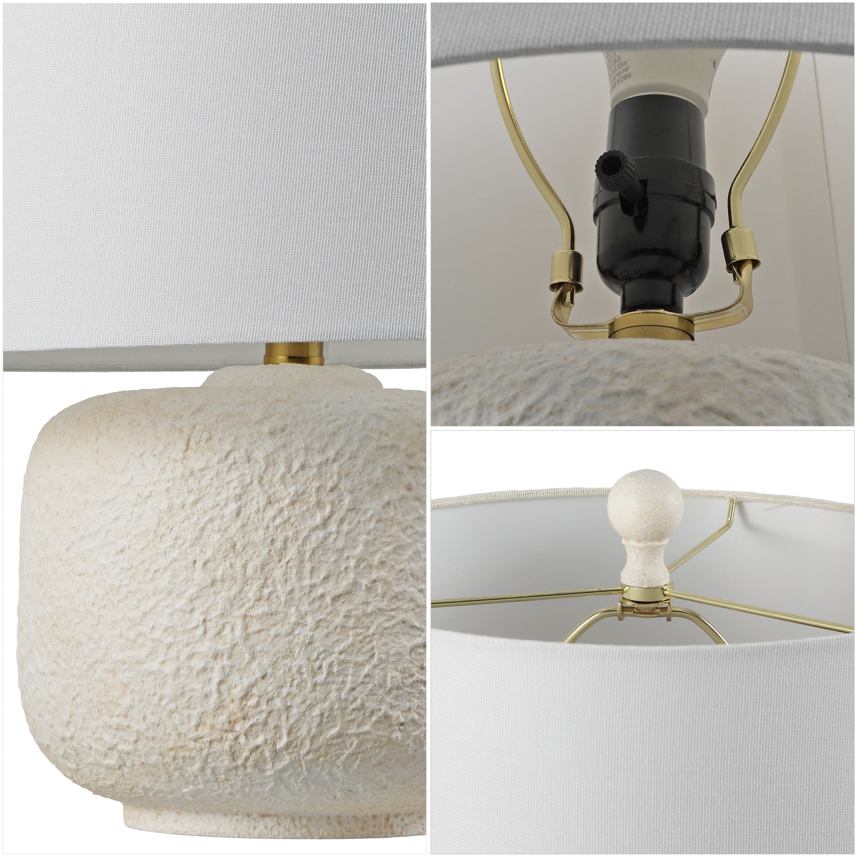 Qualm 20" Coastal Farmhouse Textured Resin/Metal Rounded Barrel LED Table Lamp (Set of 2)