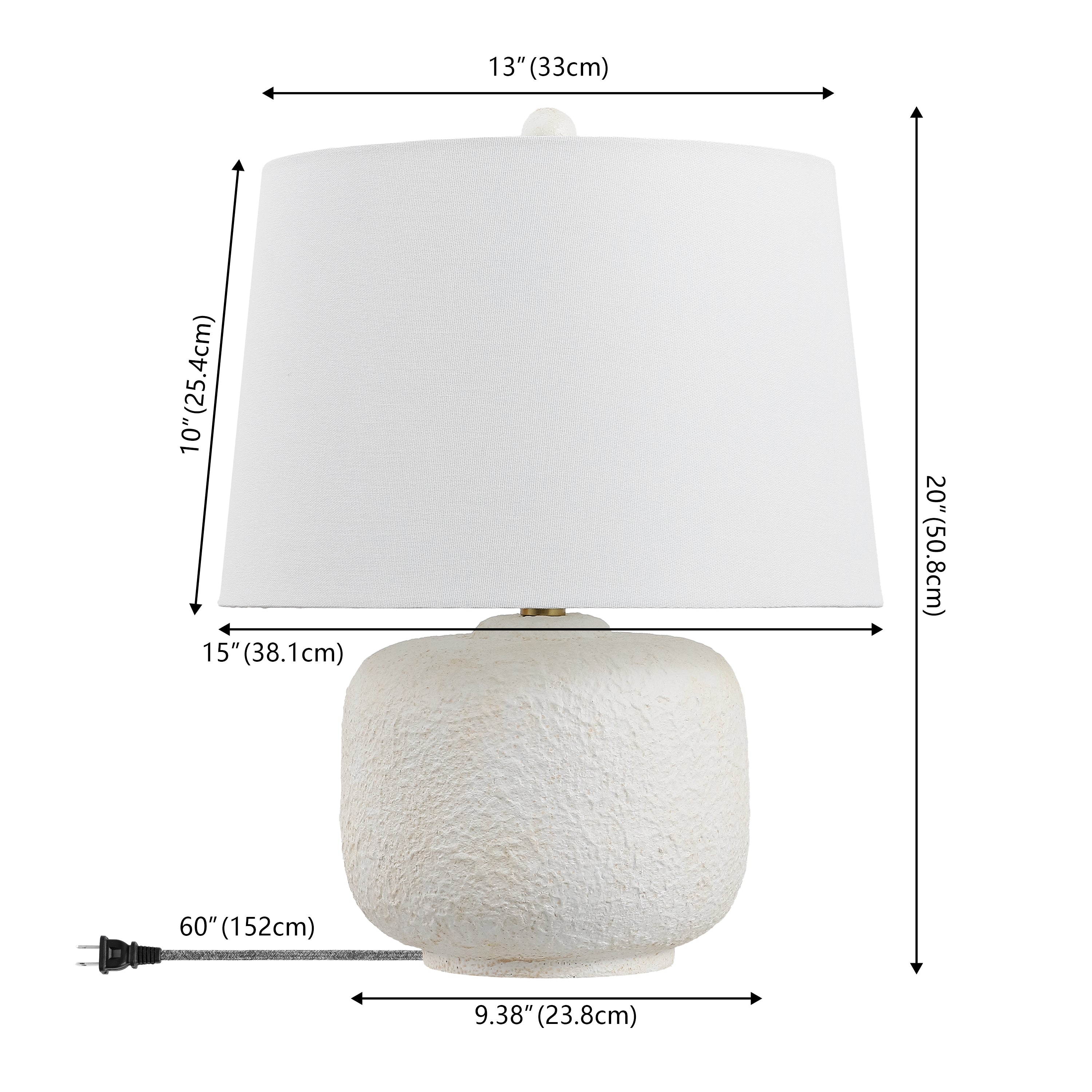 Qualm 20" Coastal Farmhouse Textured Resin/Metal Rounded Barrel LED Table Lamp (Set of 2)