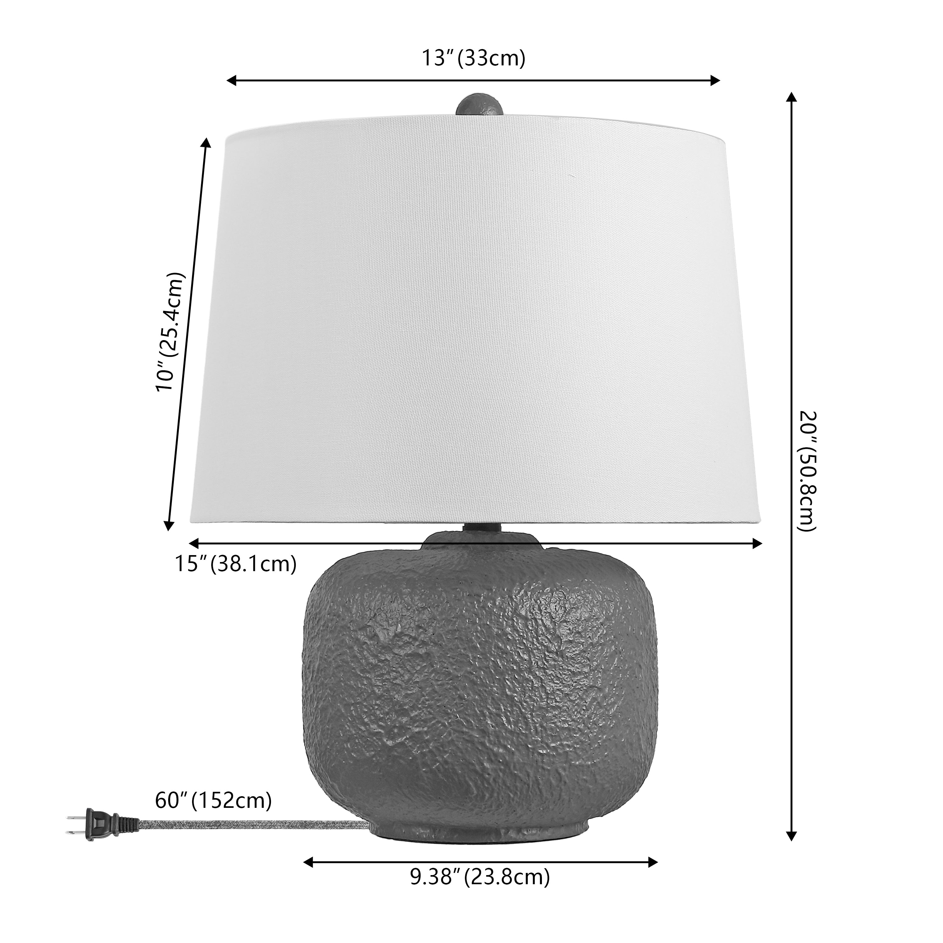 Qualm 20" Coastal Farmhouse Textured Resin/Metal Rounded Barrel LED Table Lamp (Set of 2)