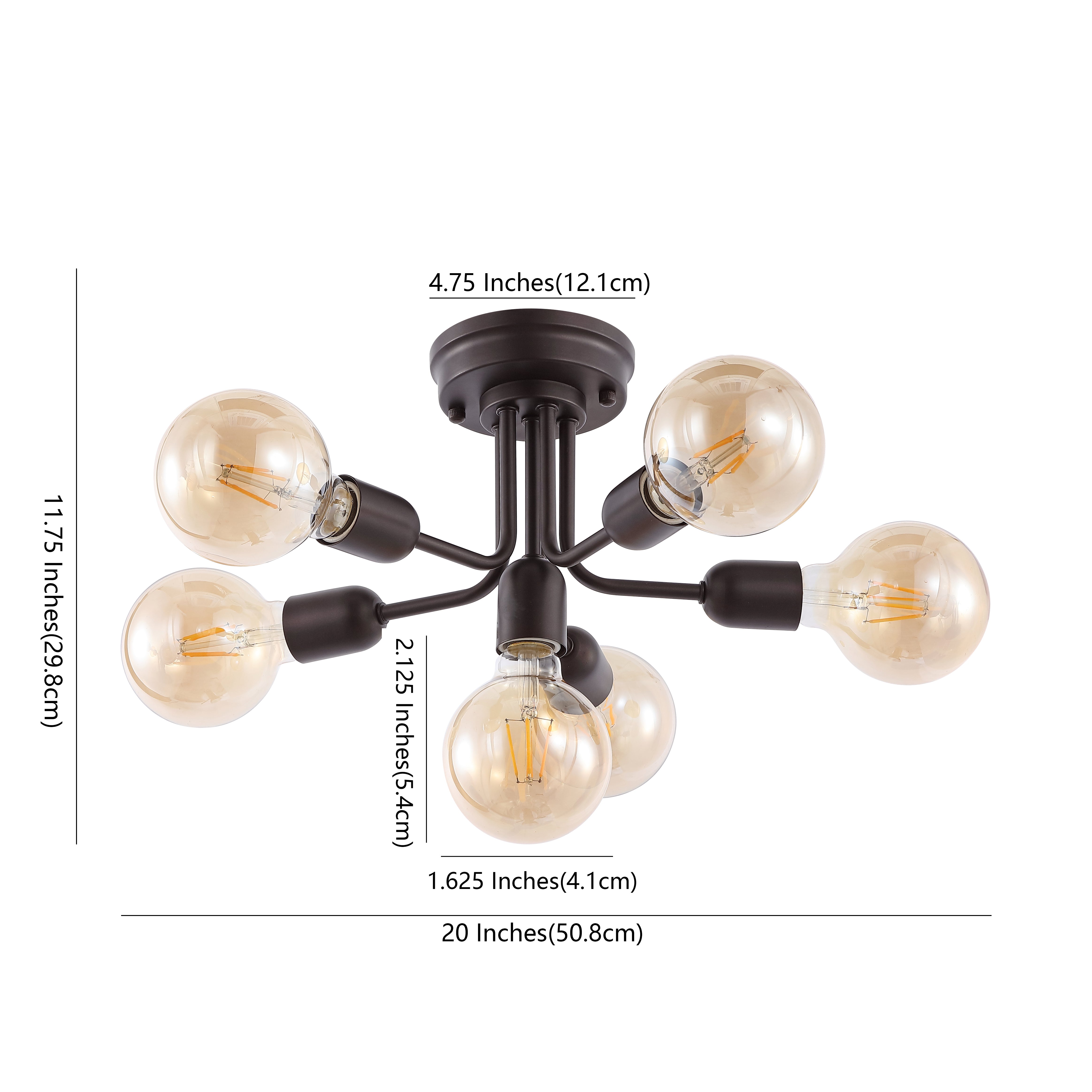 Marcel 6-Light Globe Farmhouse Modern Iron Bistro LED Semi Flush Mount