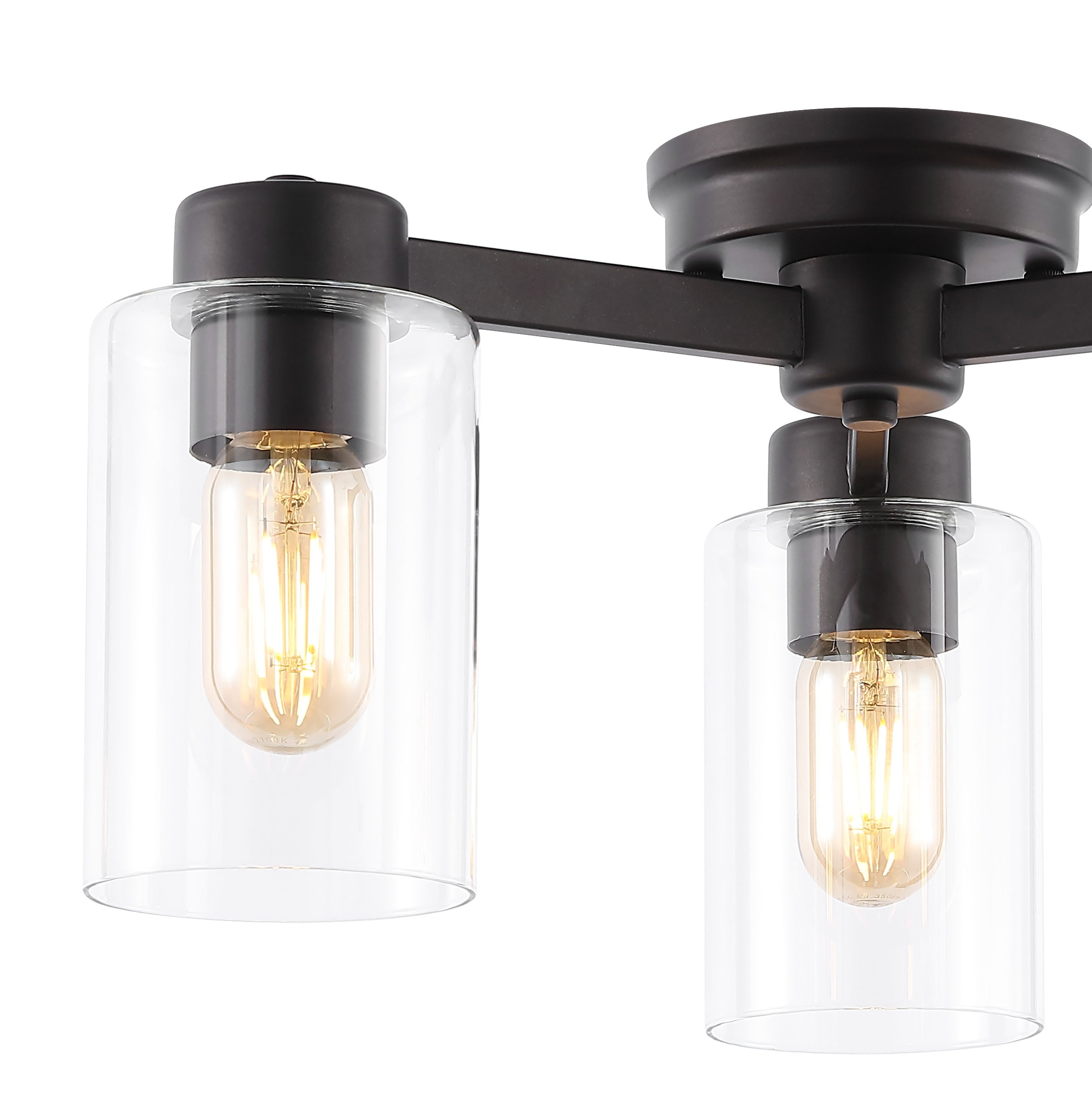 Orville 3-Light Farmhouse Industrial Iron Cylinder LED Semi Flush Mount