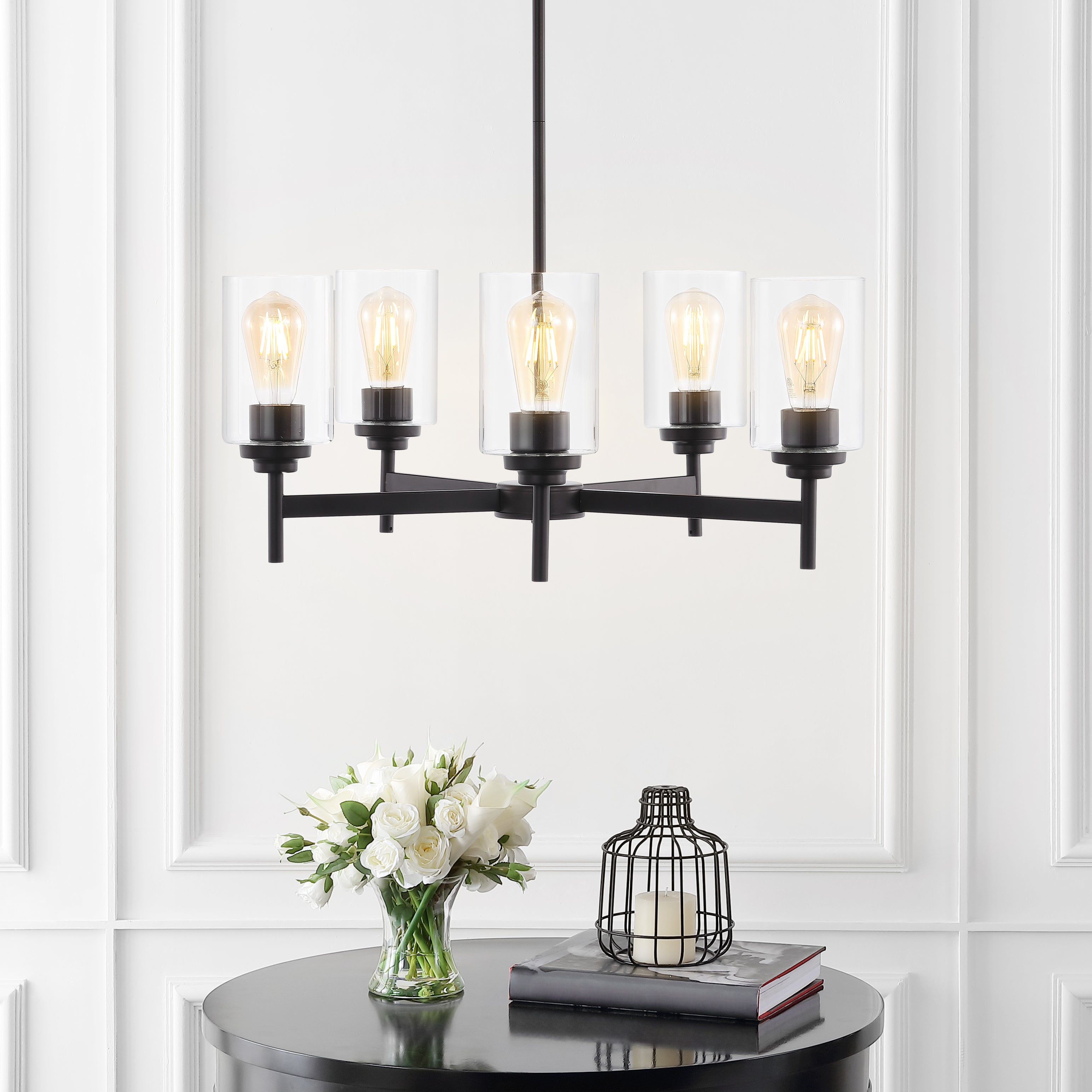 Orpheus 5-Light Farmhouse Industrial Iron Cylinder LED Chandelier