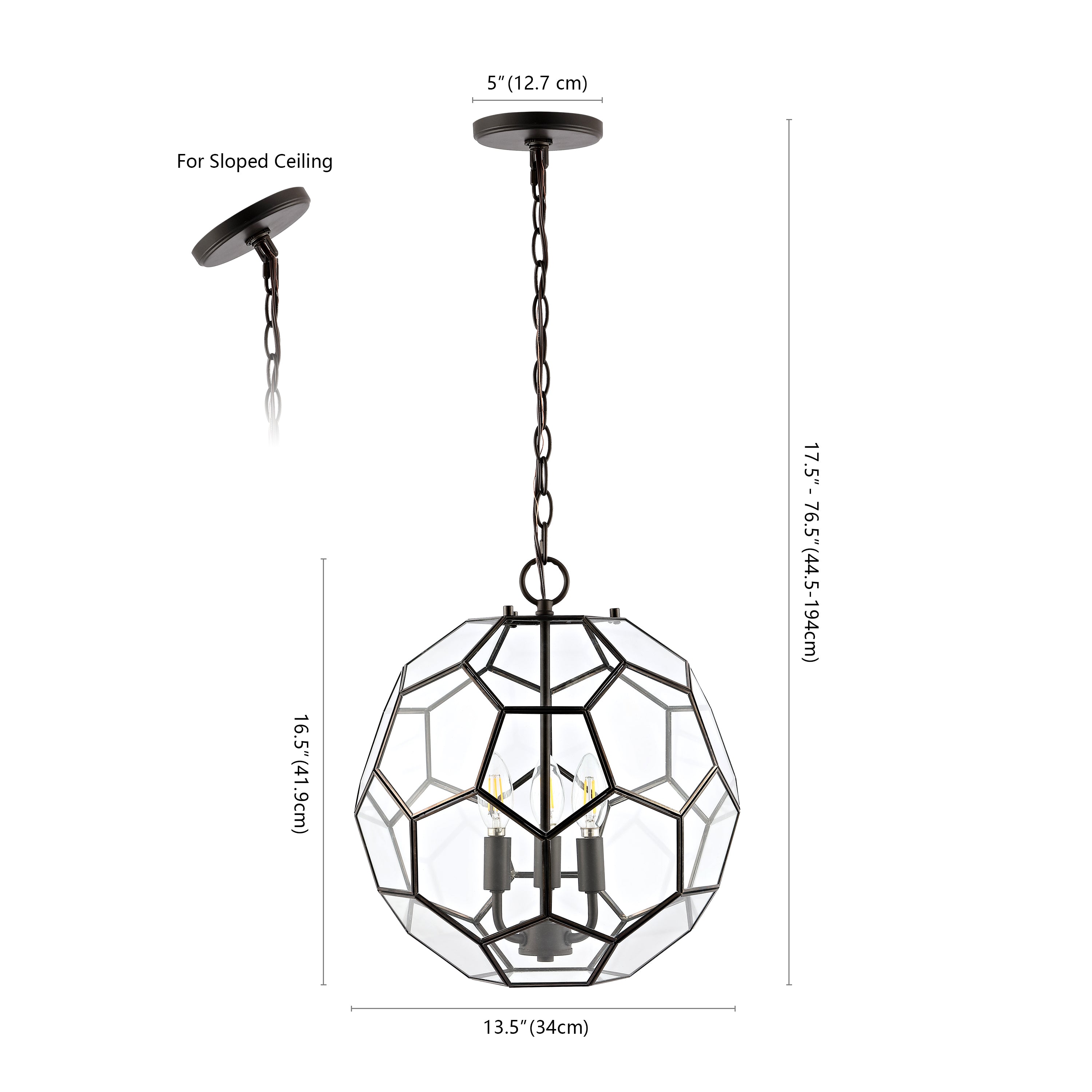 Bee 3-Light Modern Farmhouse Iron/Glass LED Pendant