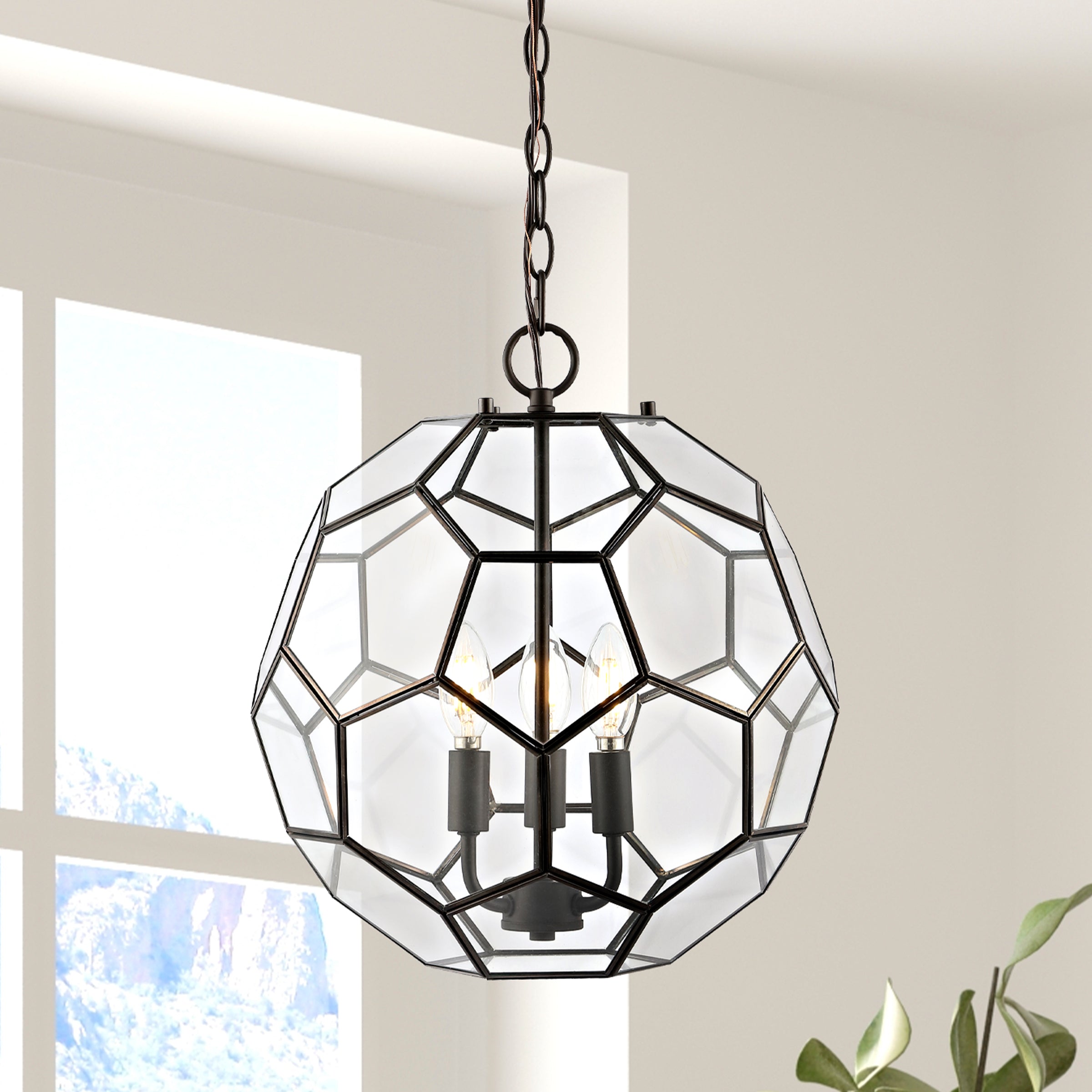 Bee 3-Light Modern Farmhouse Iron/Glass LED Pendant