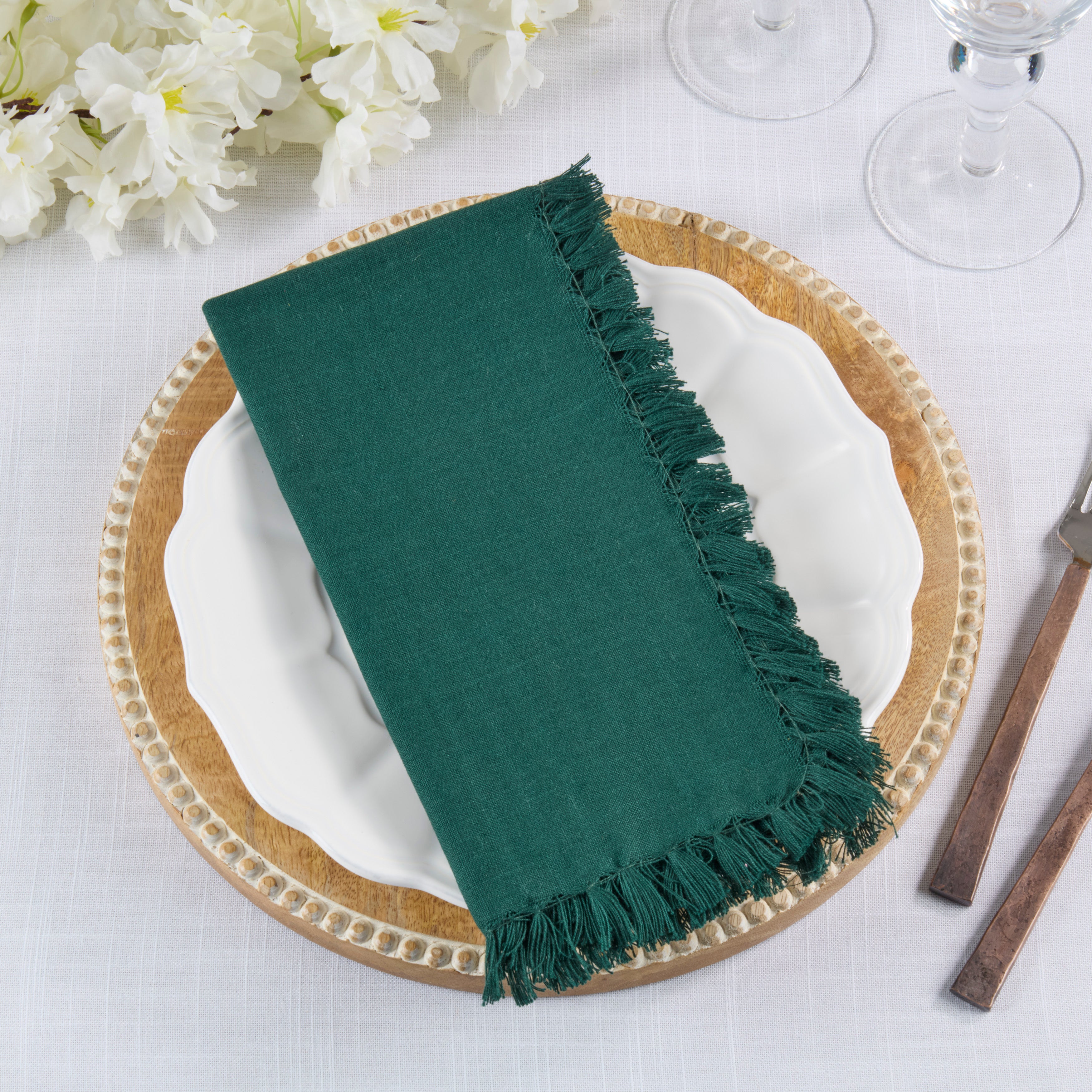 Fringed Design Dinner Napkins, Set of 4