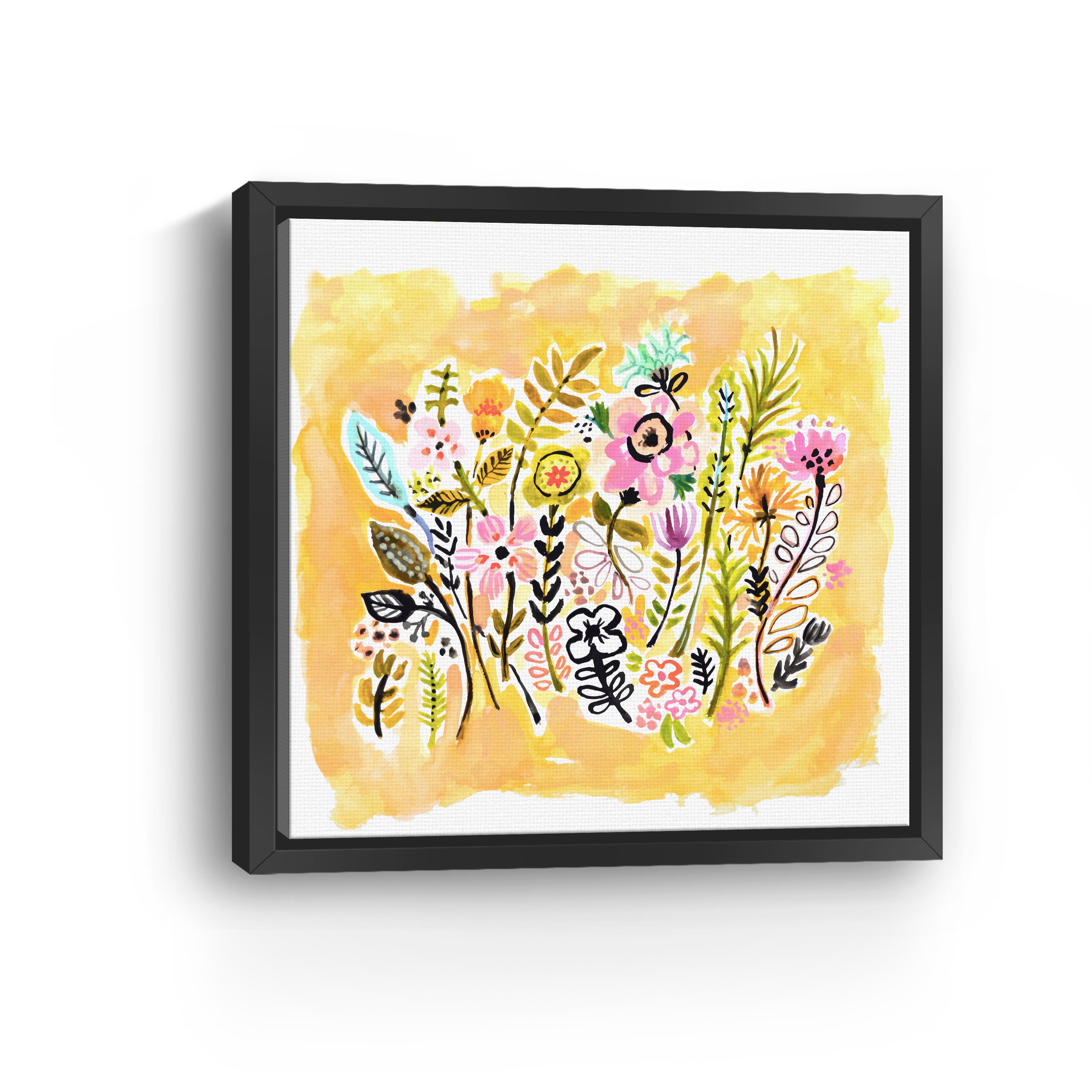 Abstract Yellow Flowers Canvas Giclee