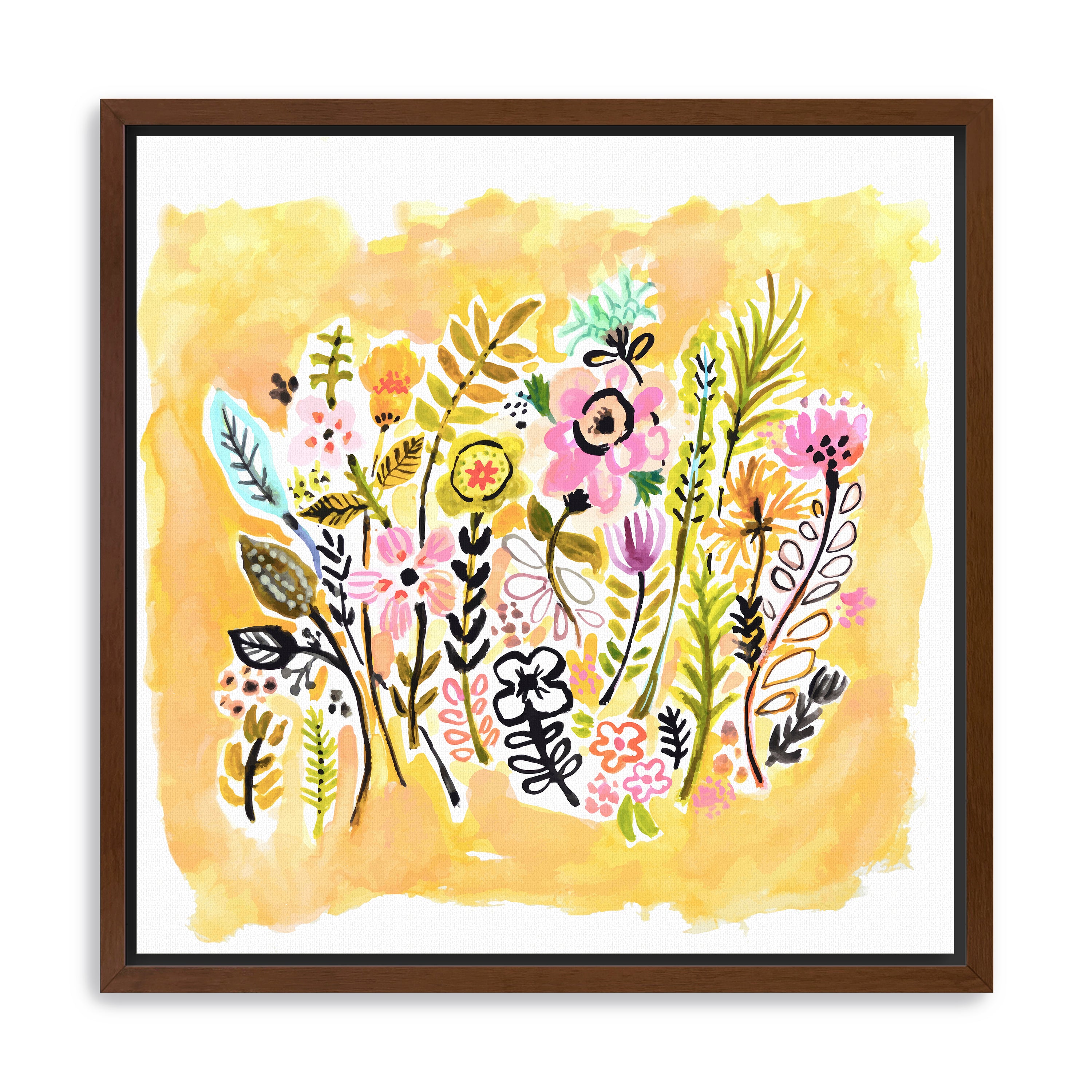 Abstract Yellow Flowers Canvas Giclee