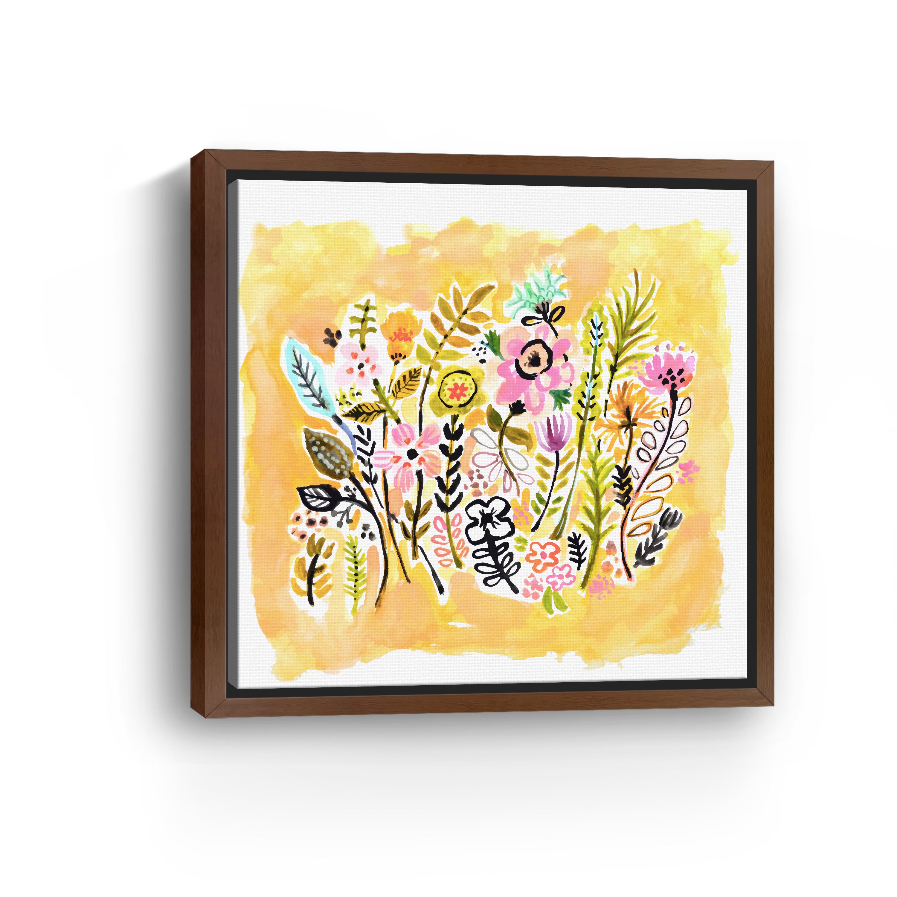 Abstract Yellow Flowers Canvas Giclee