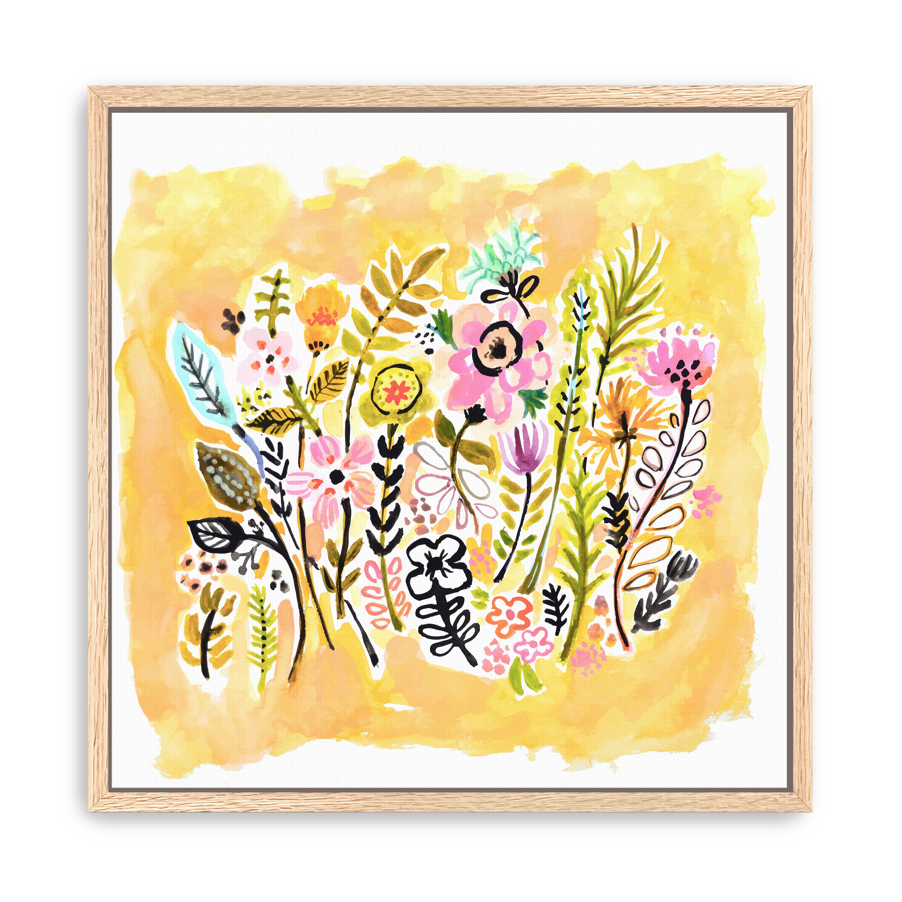 Abstract Yellow Flowers Canvas Giclee