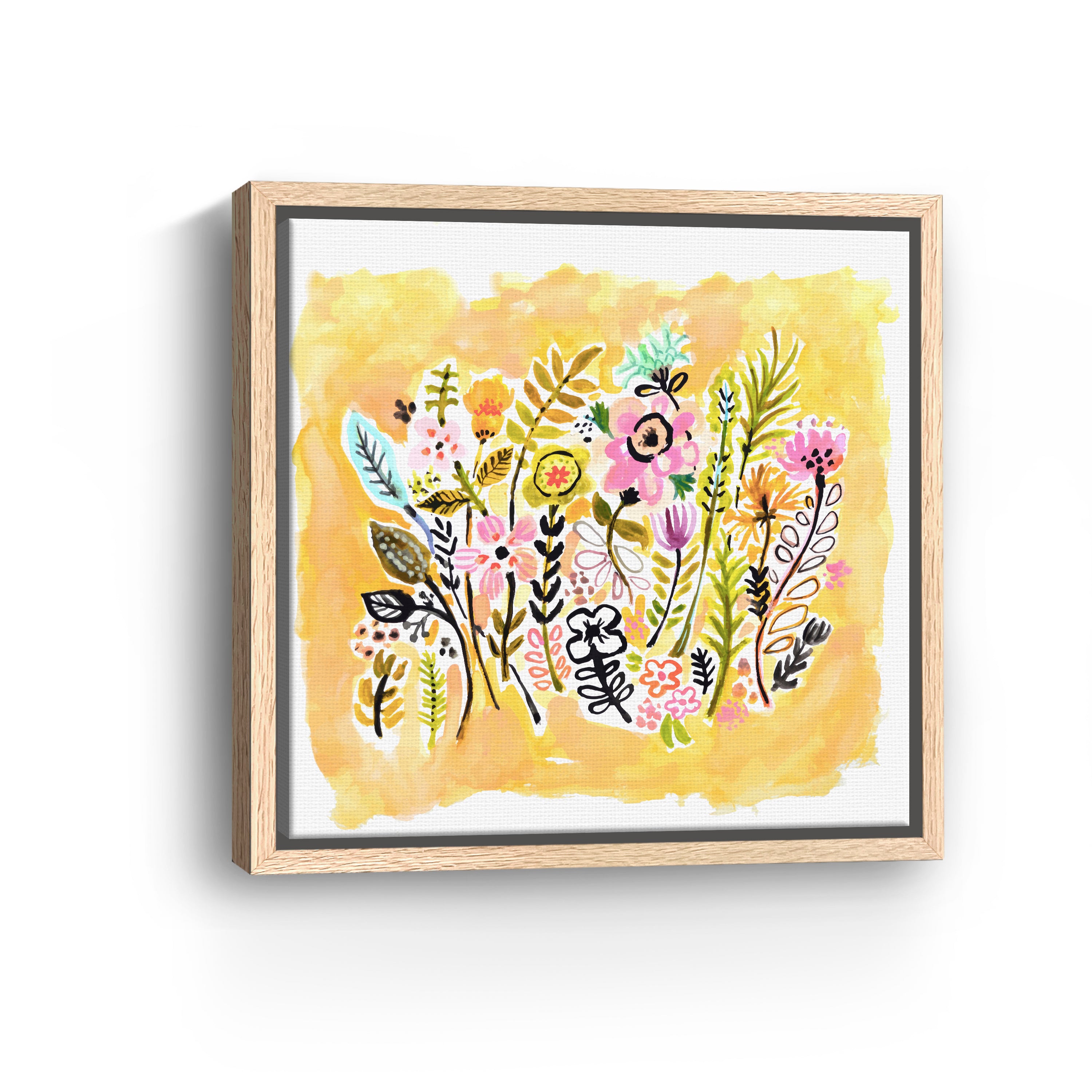 Abstract Yellow Flowers Canvas Giclee