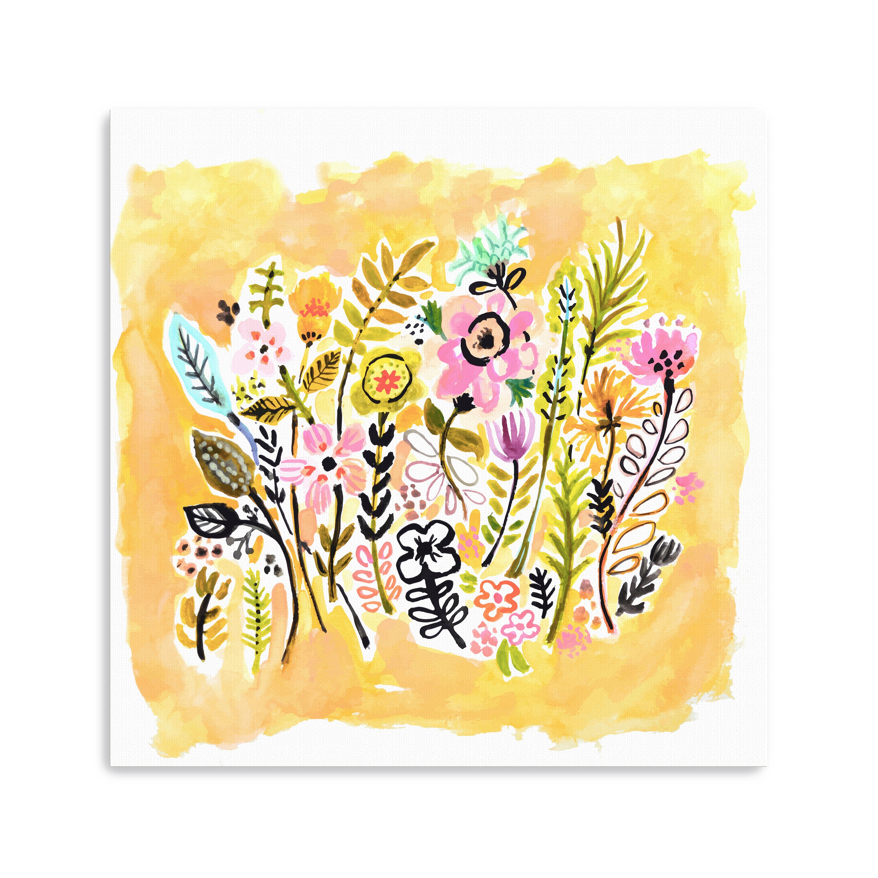 Abstract Yellow Flowers Canvas Giclee