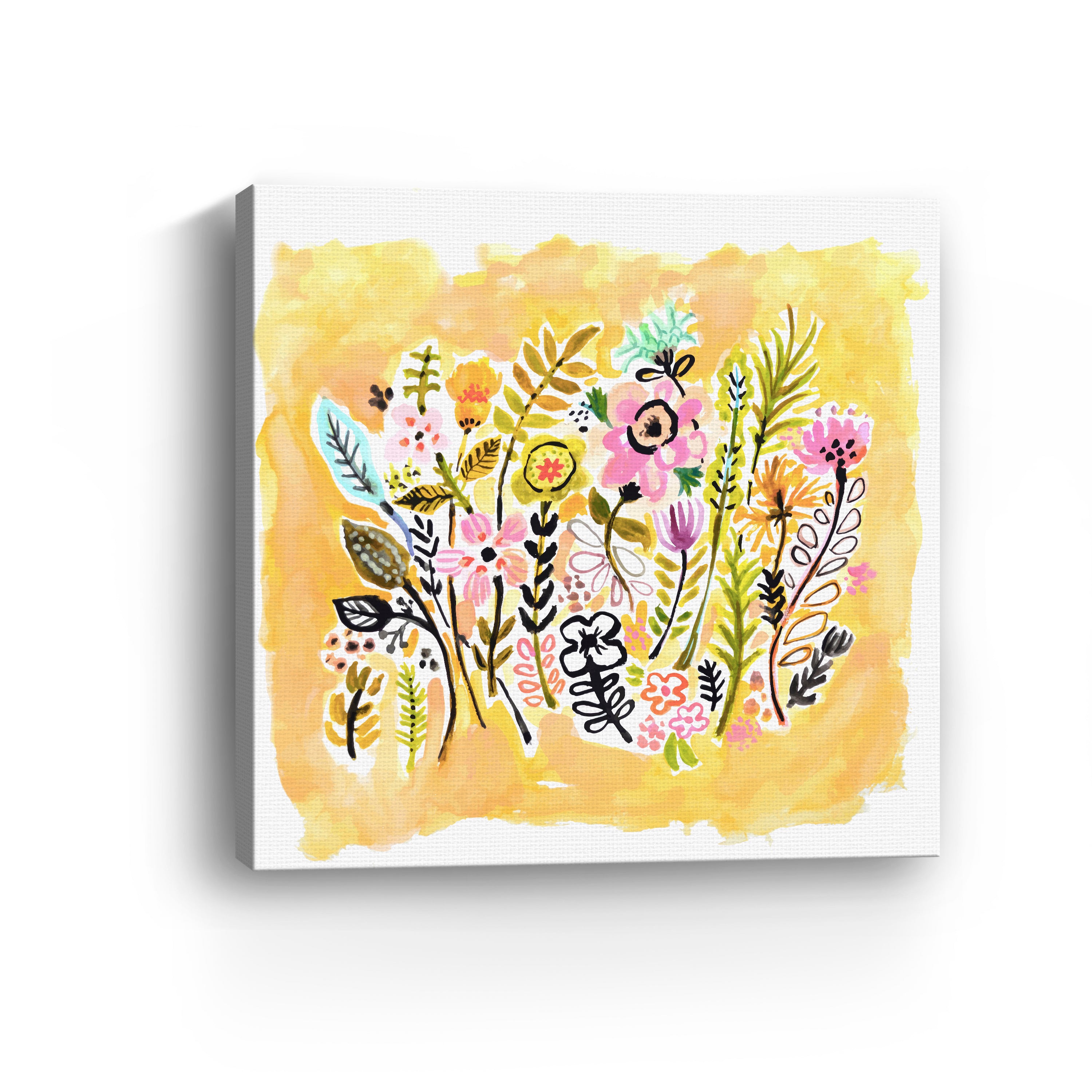 Abstract Yellow Flowers Canvas Giclee