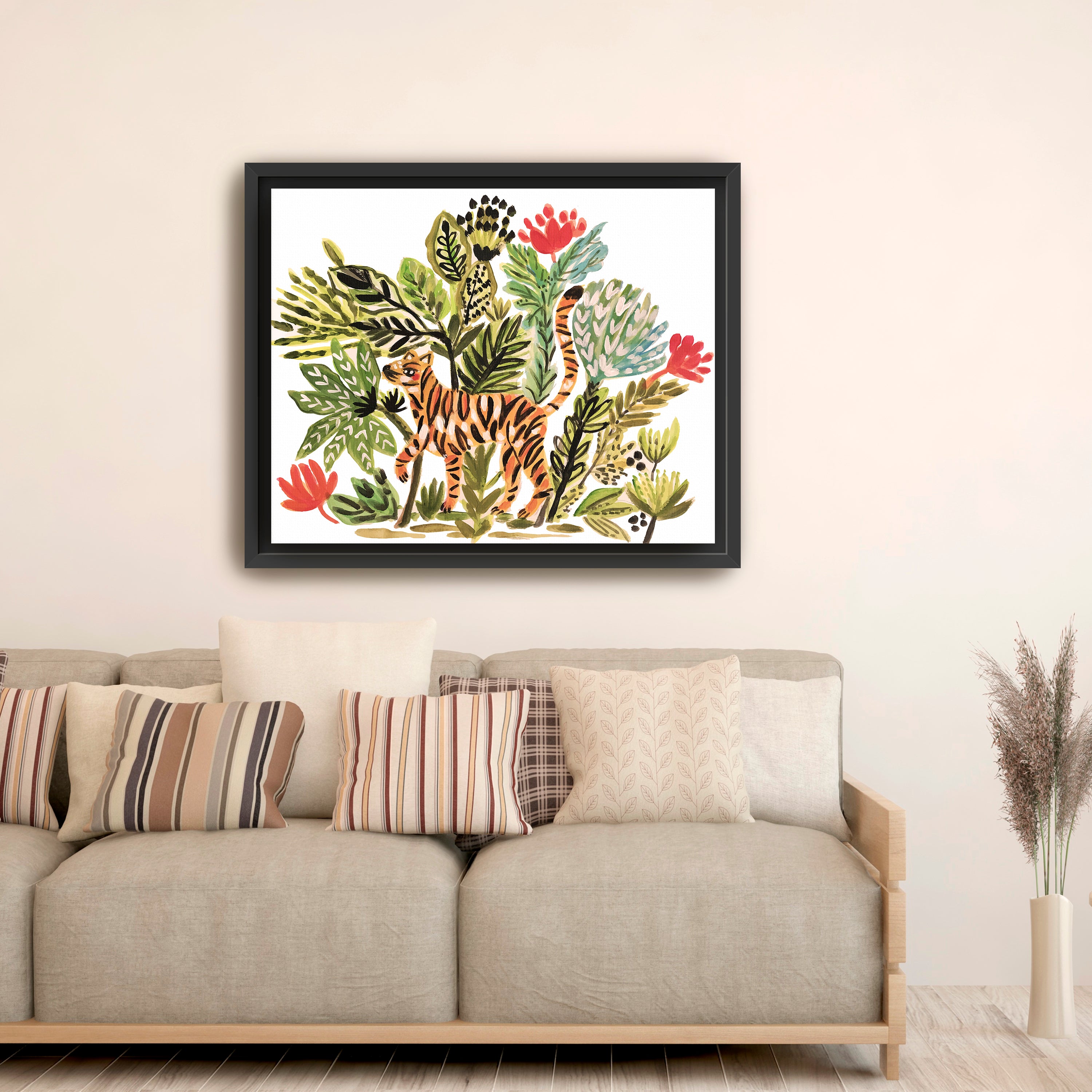 Jungle Cat Garden Walk Canvas Giclee