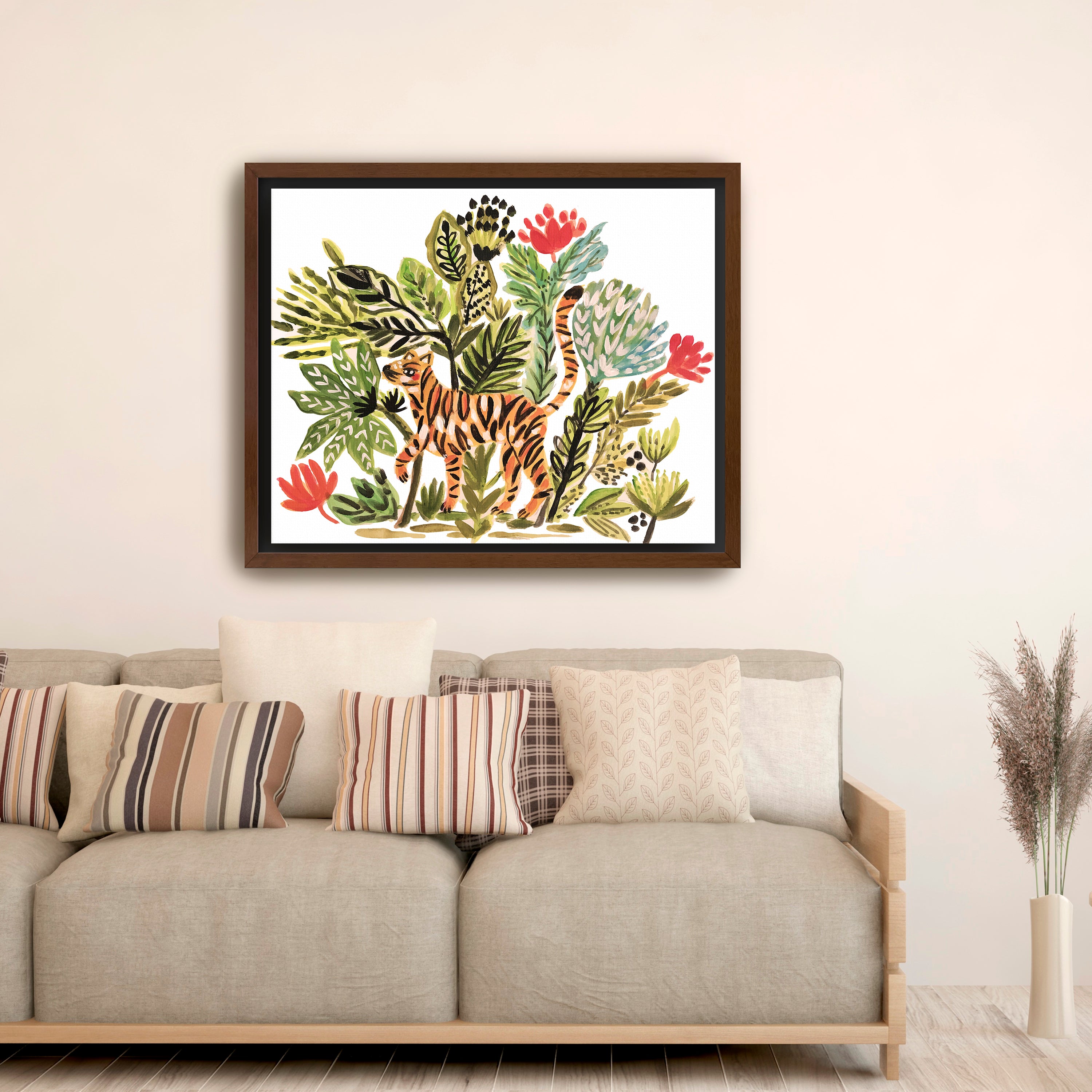 Jungle Cat Garden Walk Canvas Giclee