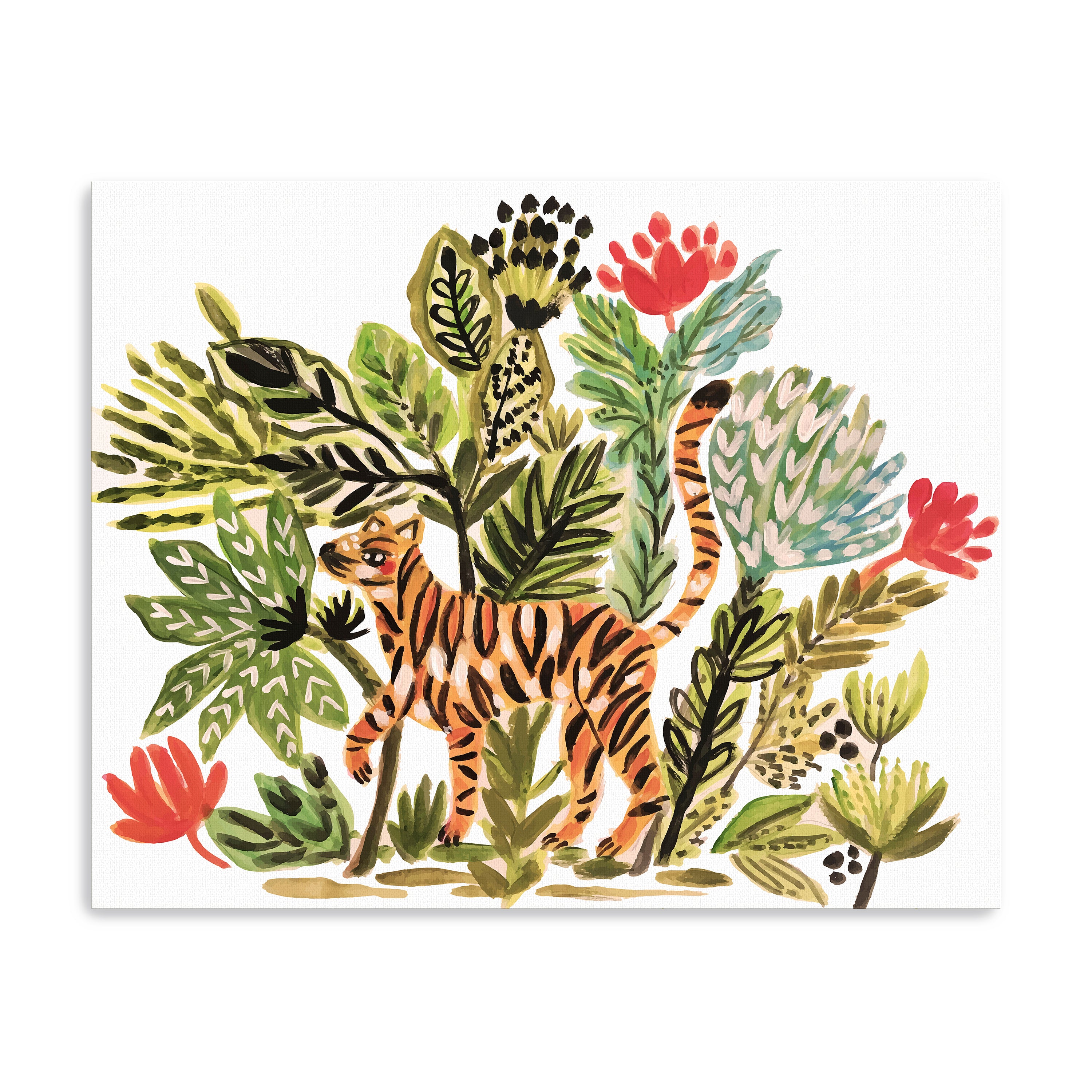 Jungle Cat Garden Walk Canvas Giclee