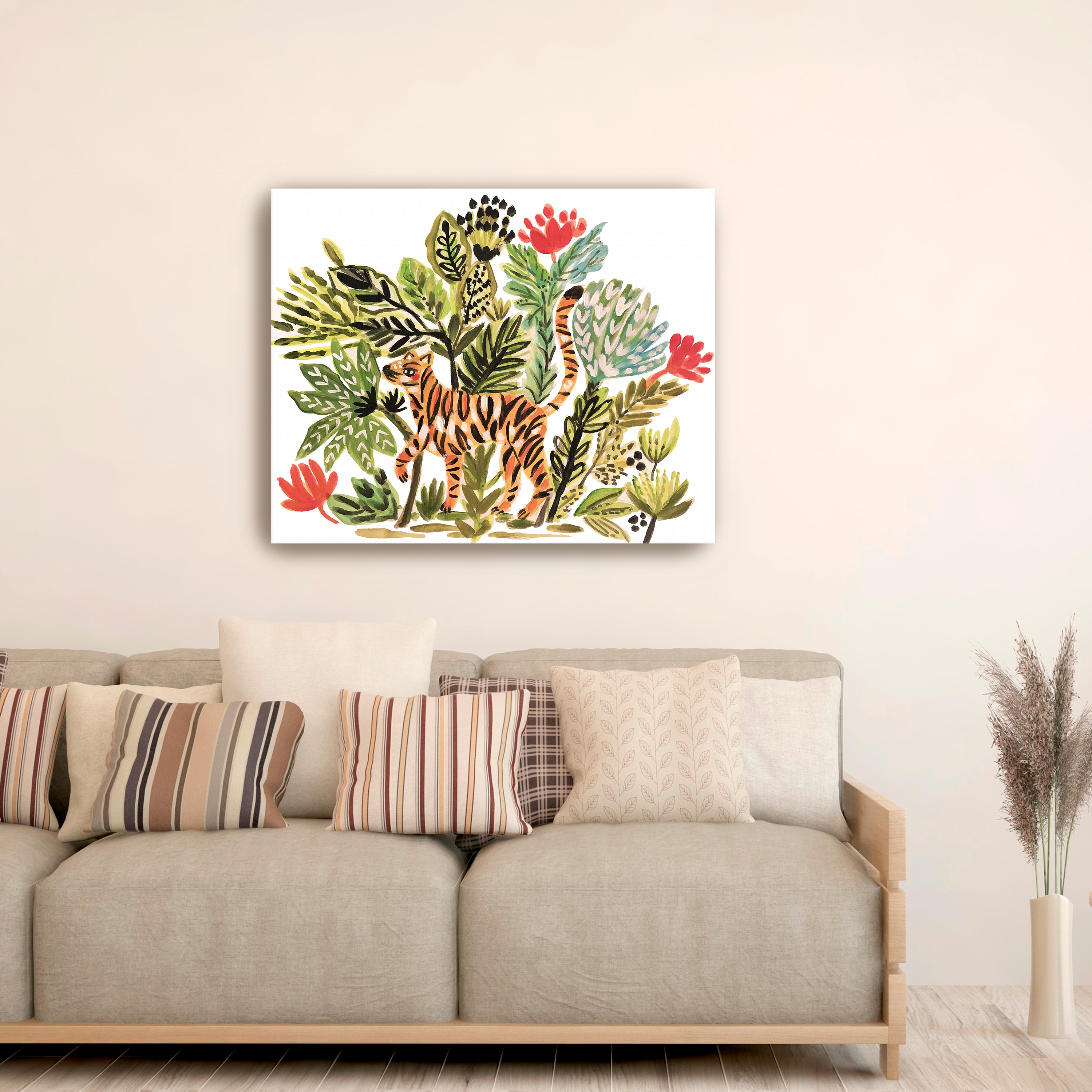 Jungle Cat Garden Walk Canvas Giclee