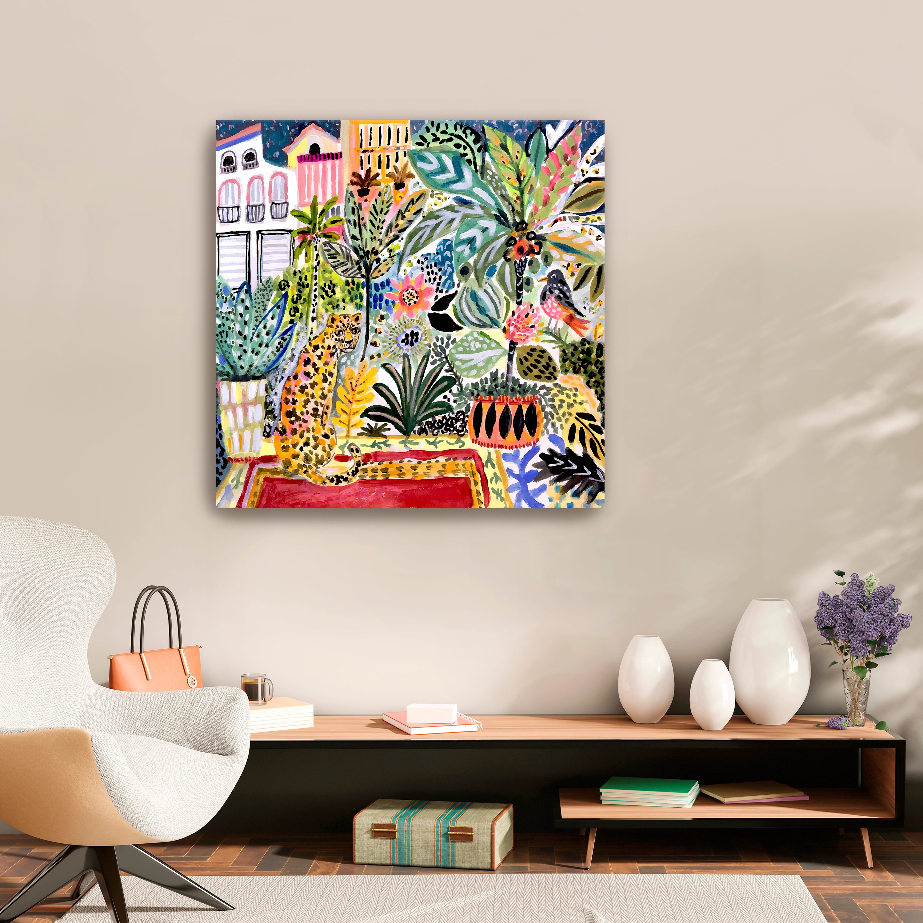 Jungle Cat In Town Canvas Giclee