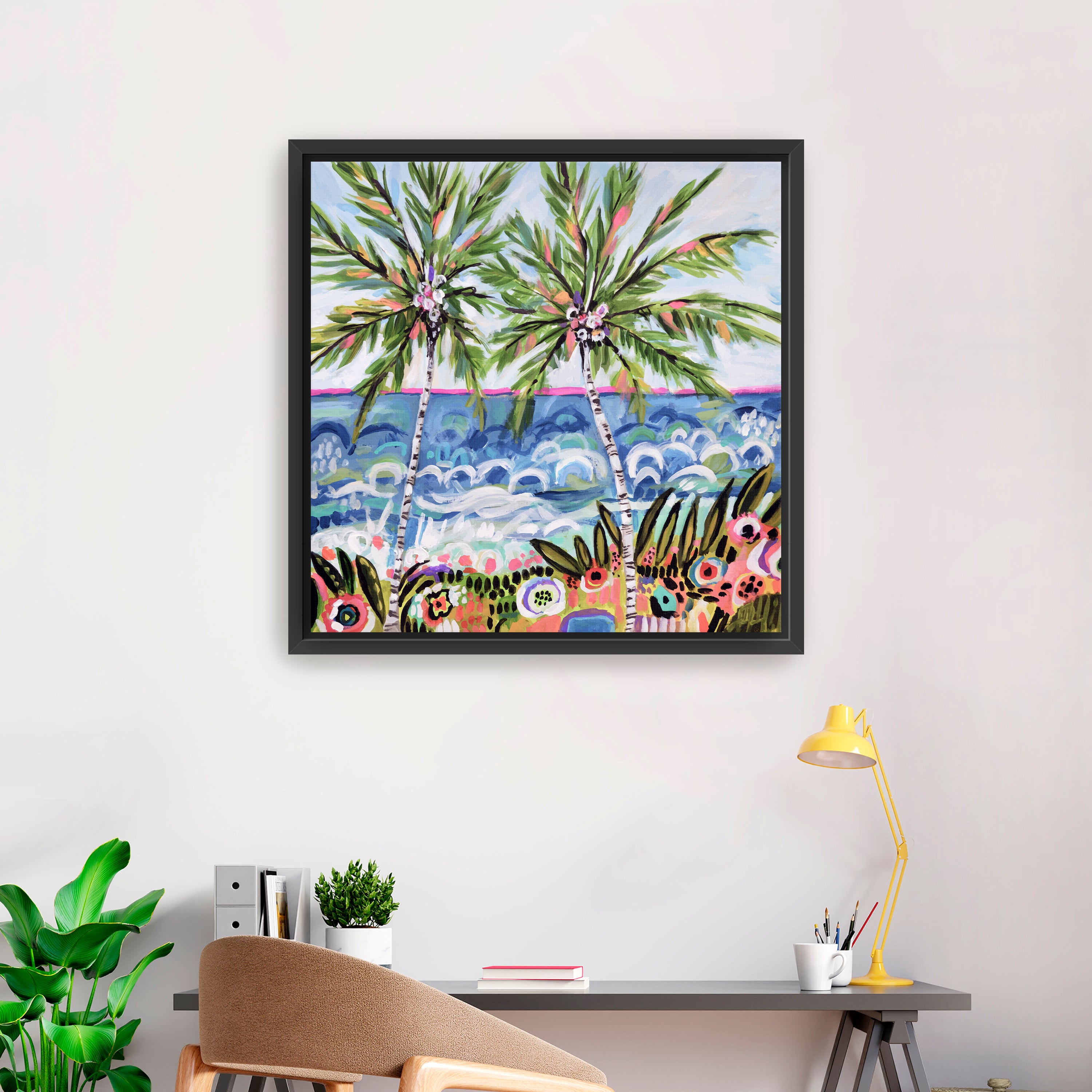 Palm Trees Canvas Giclee, Multicolor