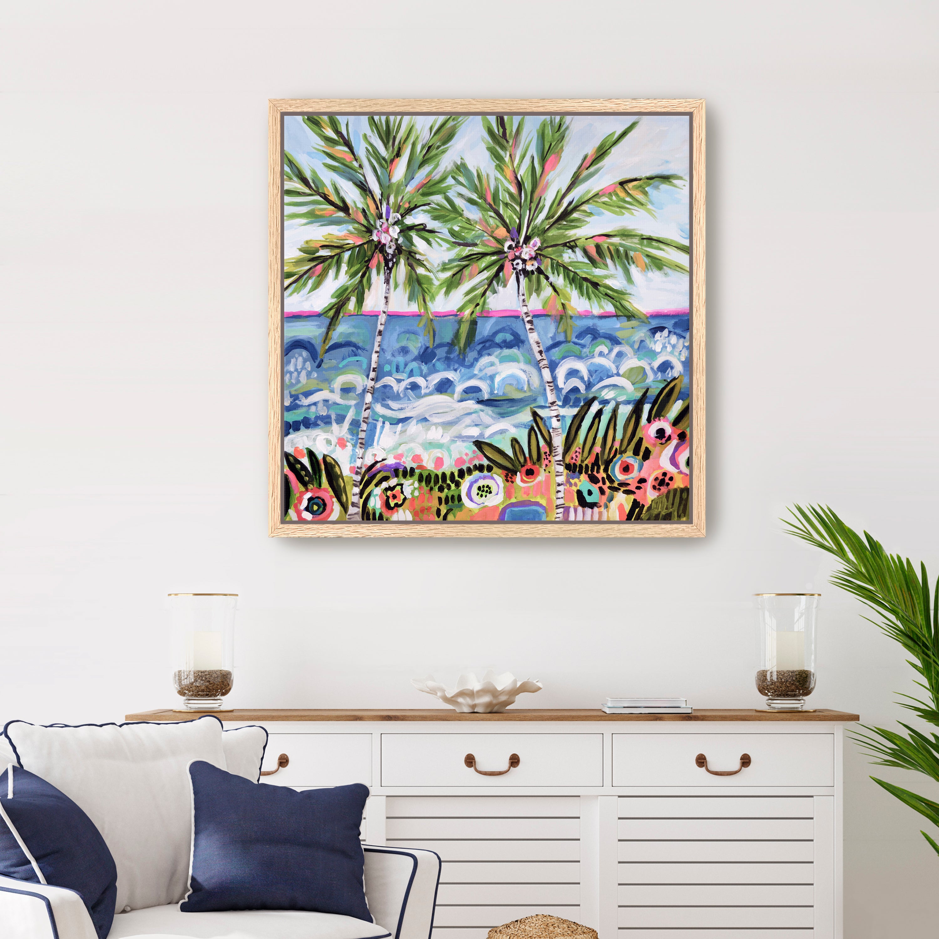 Palm Trees Canvas Giclee, Multicolor