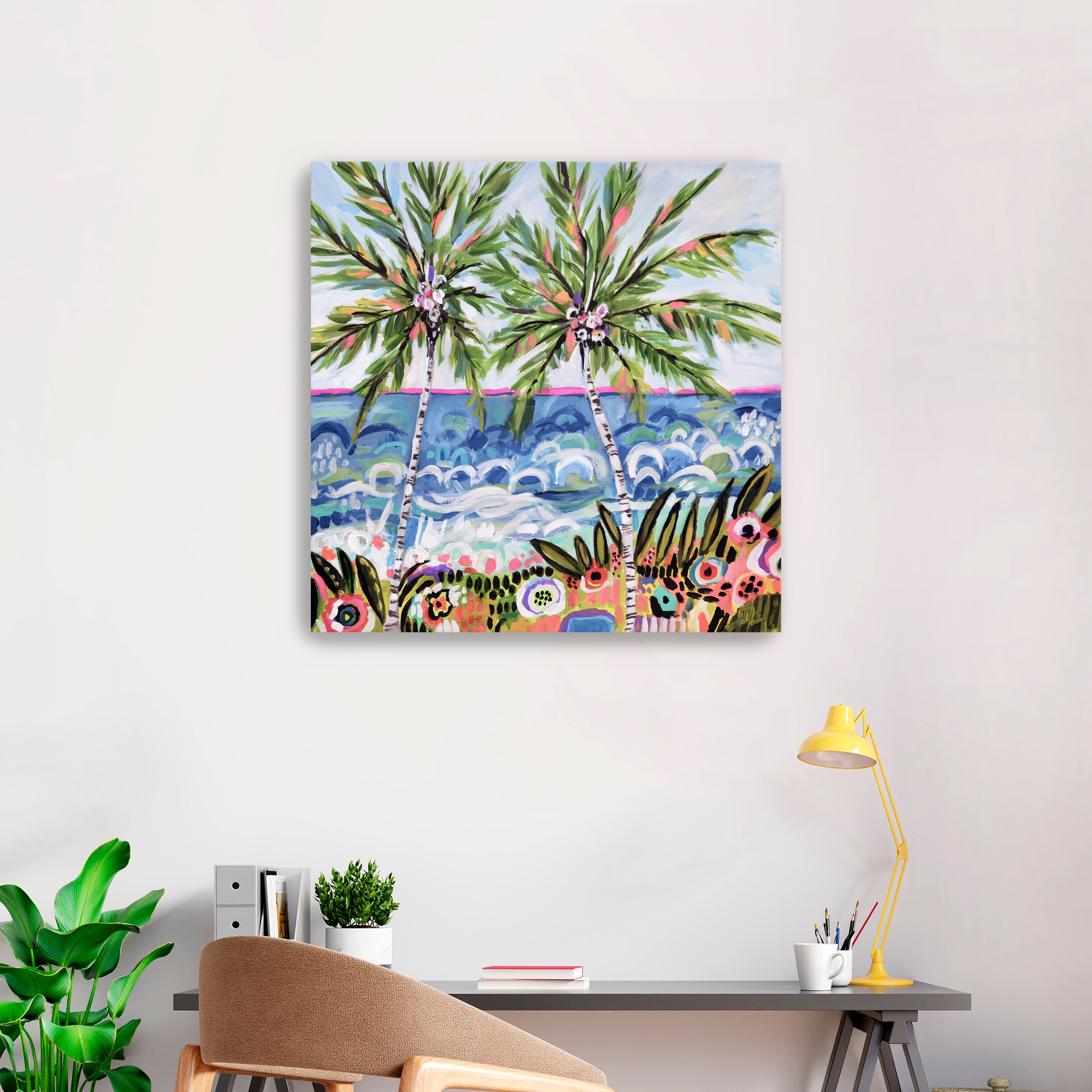 Palm Trees Canvas Giclee, Multicolor