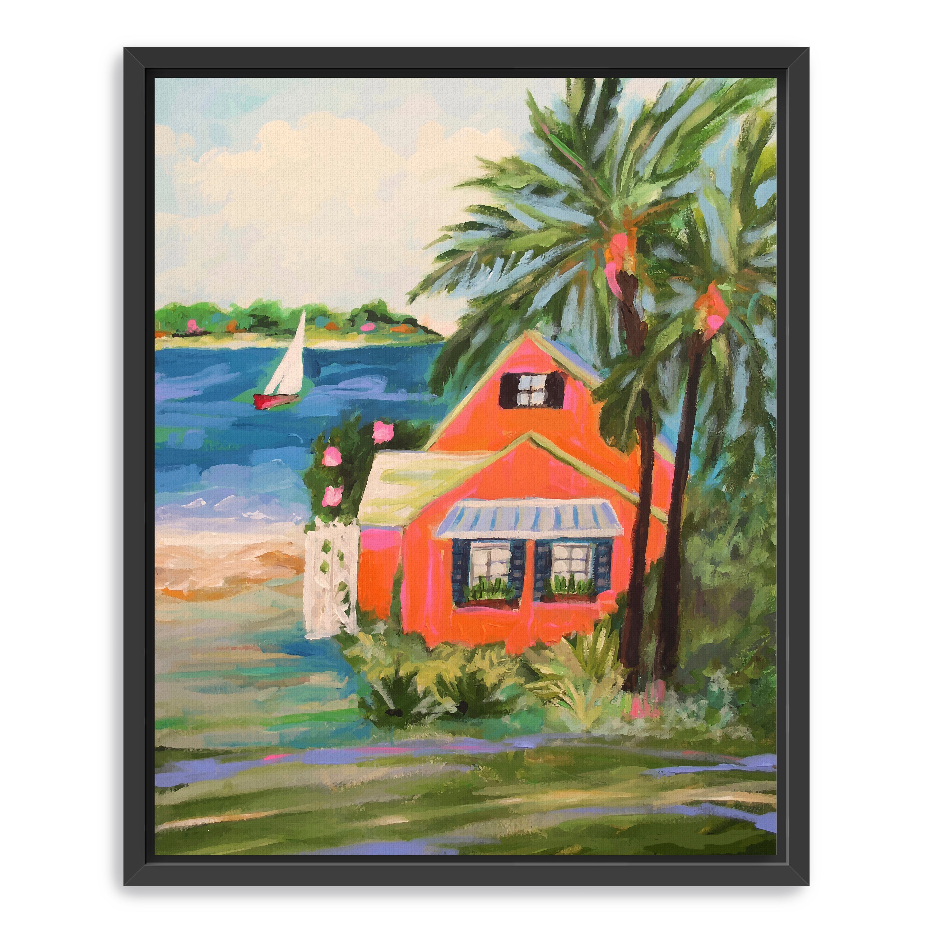 Hibiscus Beach House Canvas Giclee Wall Art