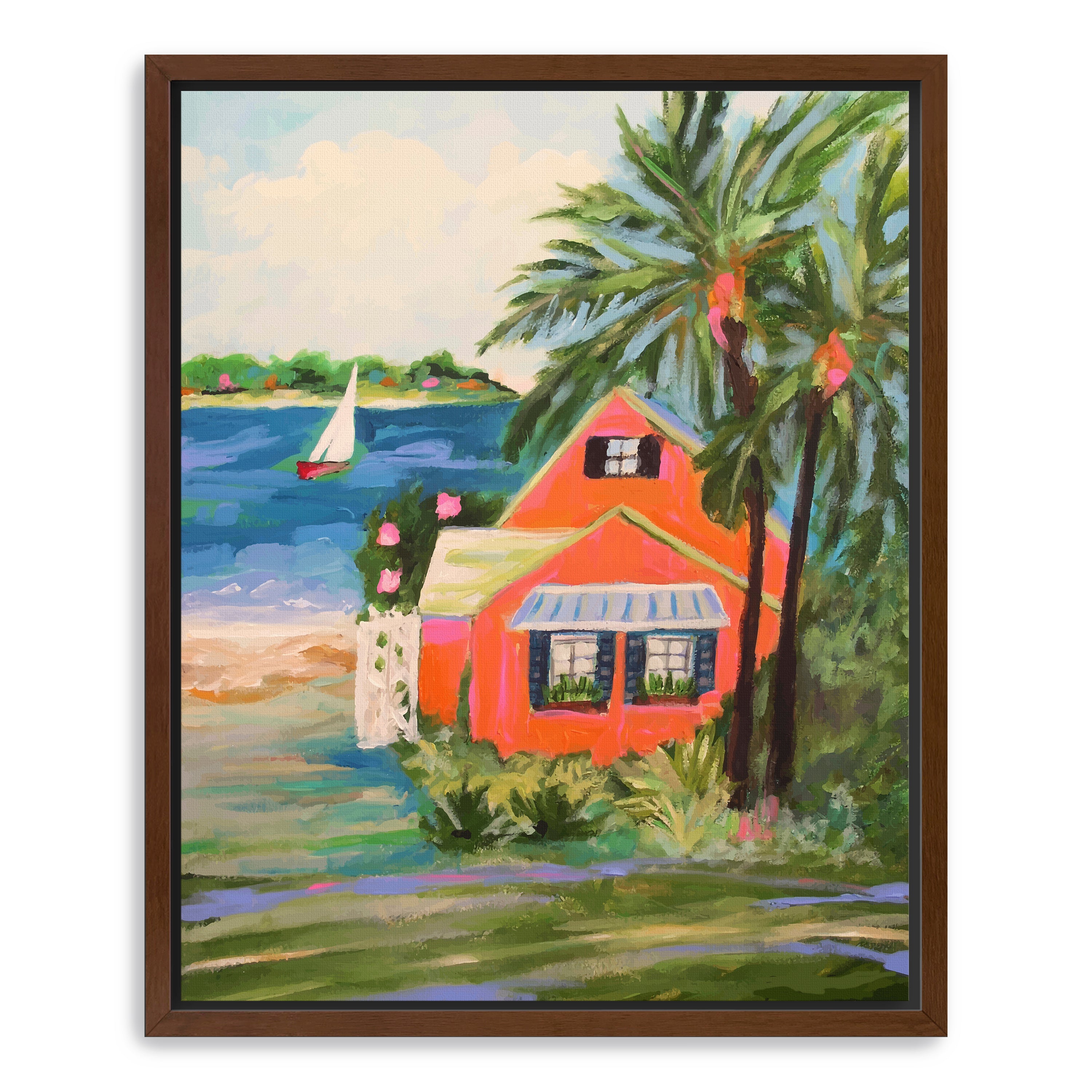 Hibiscus Beach House Canvas Giclee Wall Art