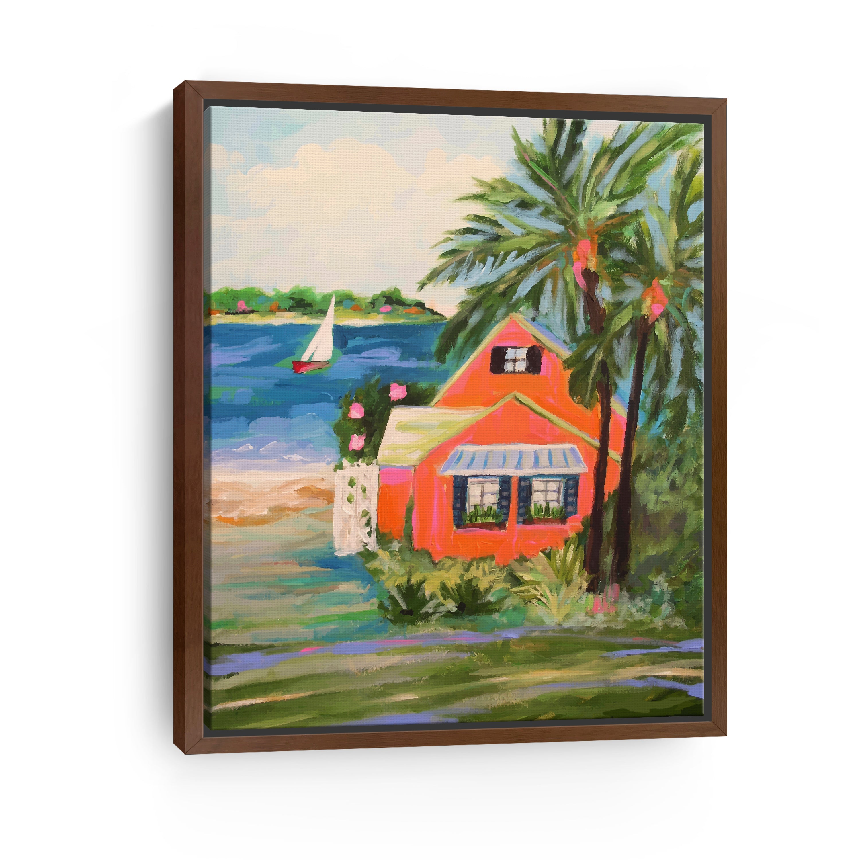 Hibiscus Beach House Canvas Giclee Wall Art