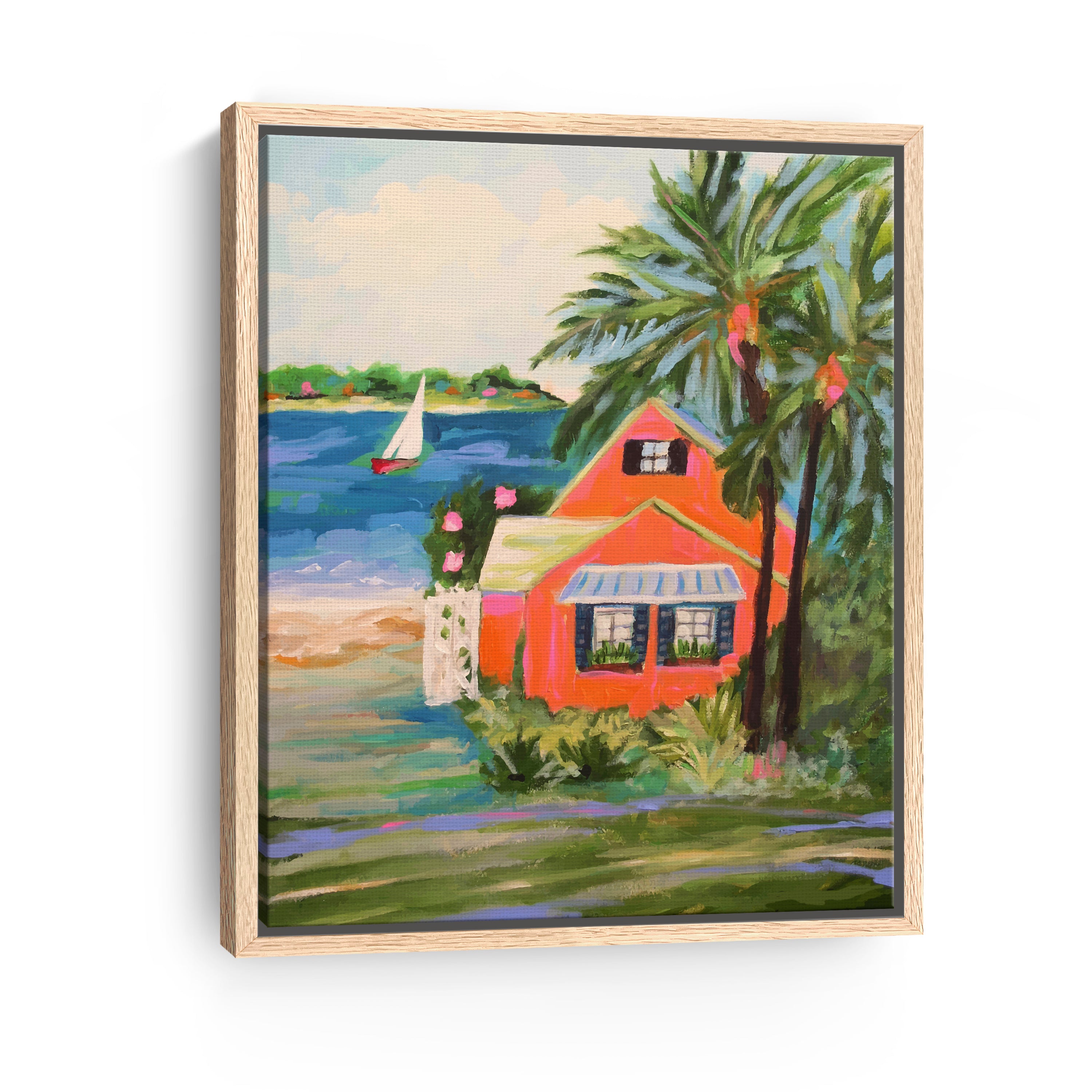 Hibiscus Beach House Canvas Giclee Wall Art